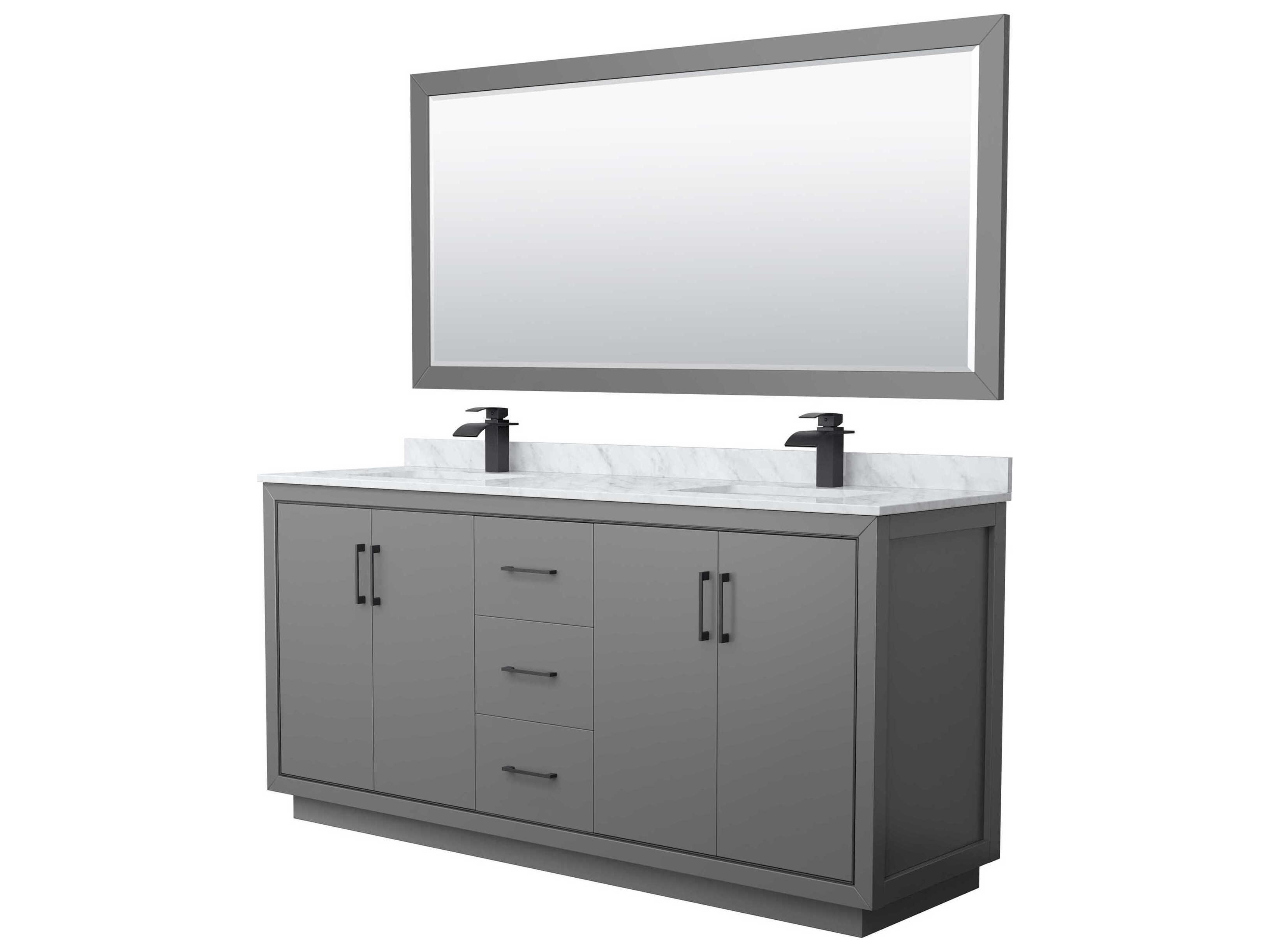 Wyndham Collection Icon 72" Dark Gray Vanity with 70" Mirror