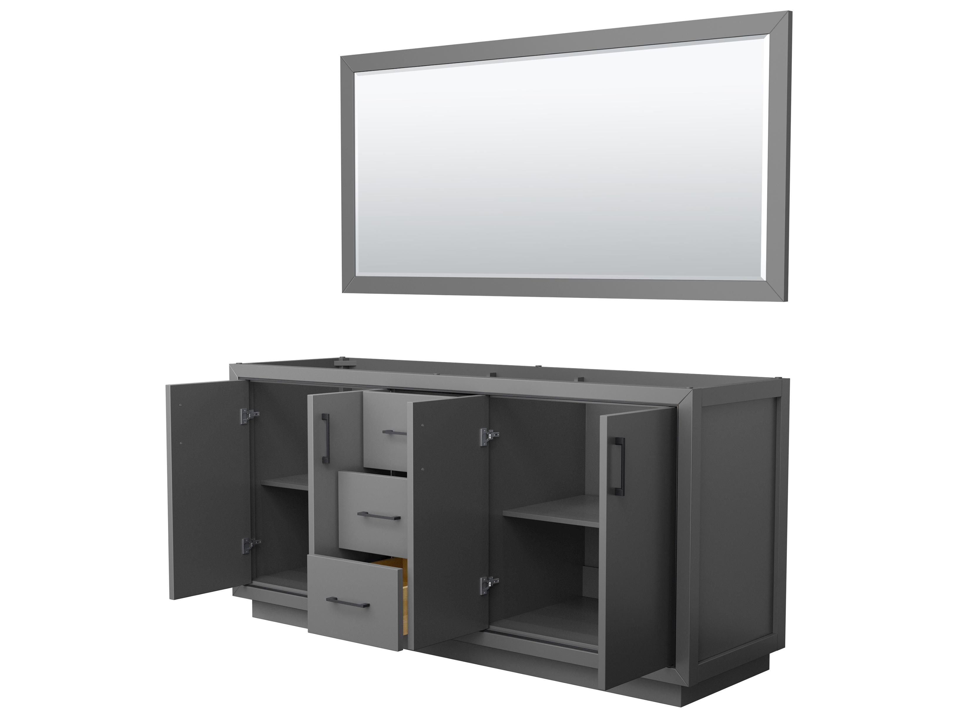 Wyndham Collection Icon 71" Dark Gray Vanity with 70" Mirror