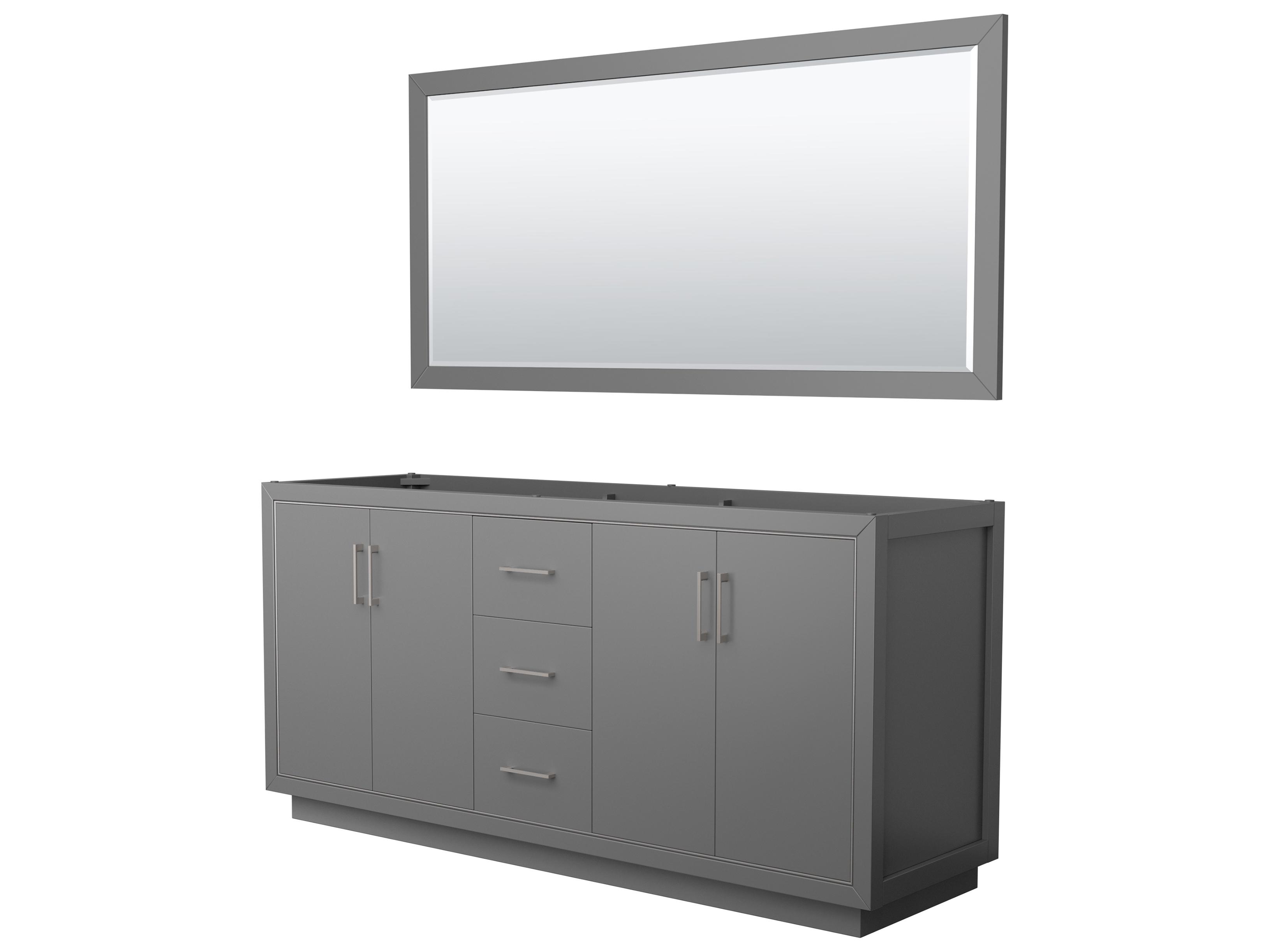 Wyndham Collection Icon 71" Dark Gray Vanity with 70" Mirror