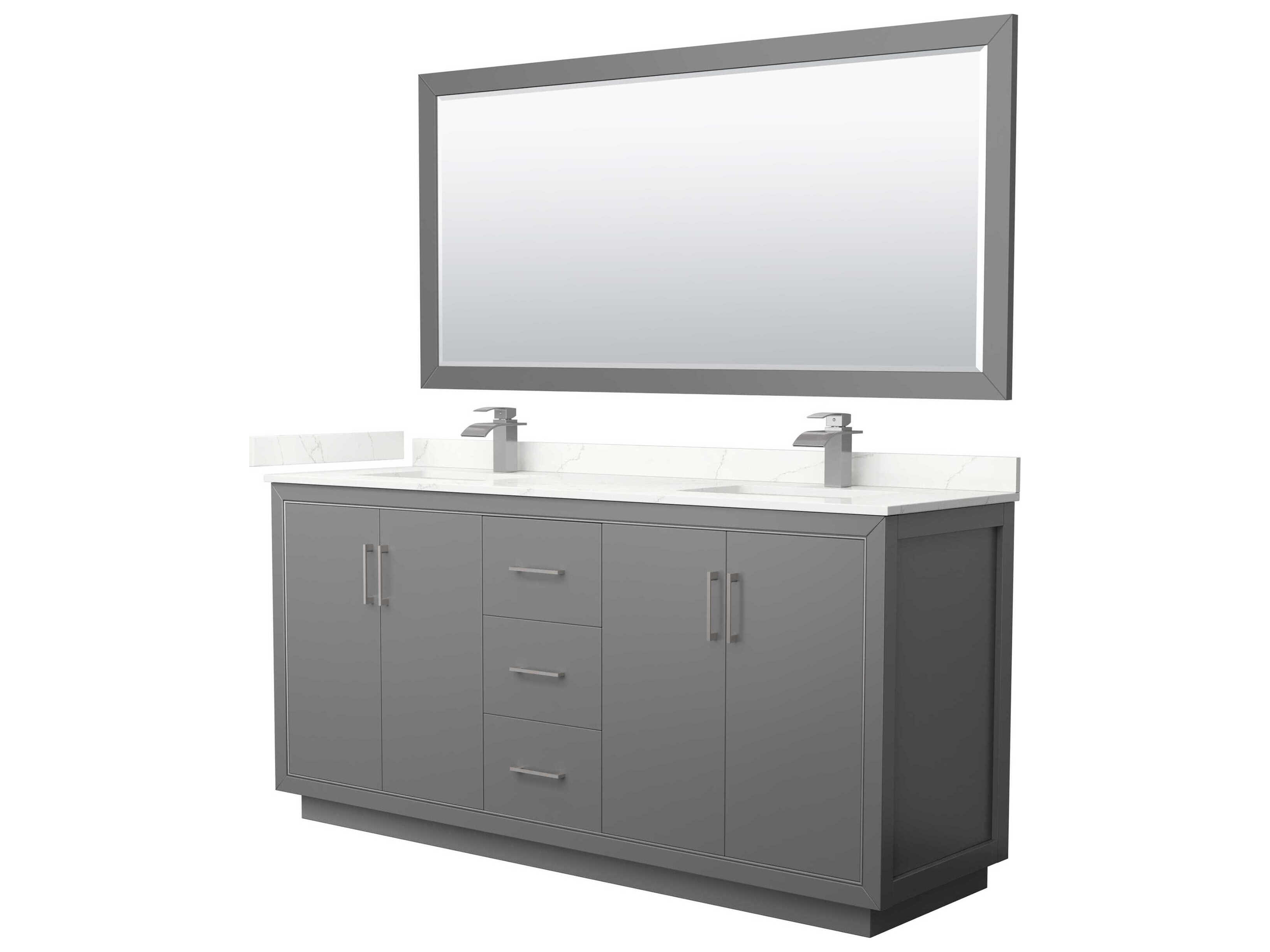 Wyndham Collection Icon 72" Dark Gray Vanity with 70" Mirror