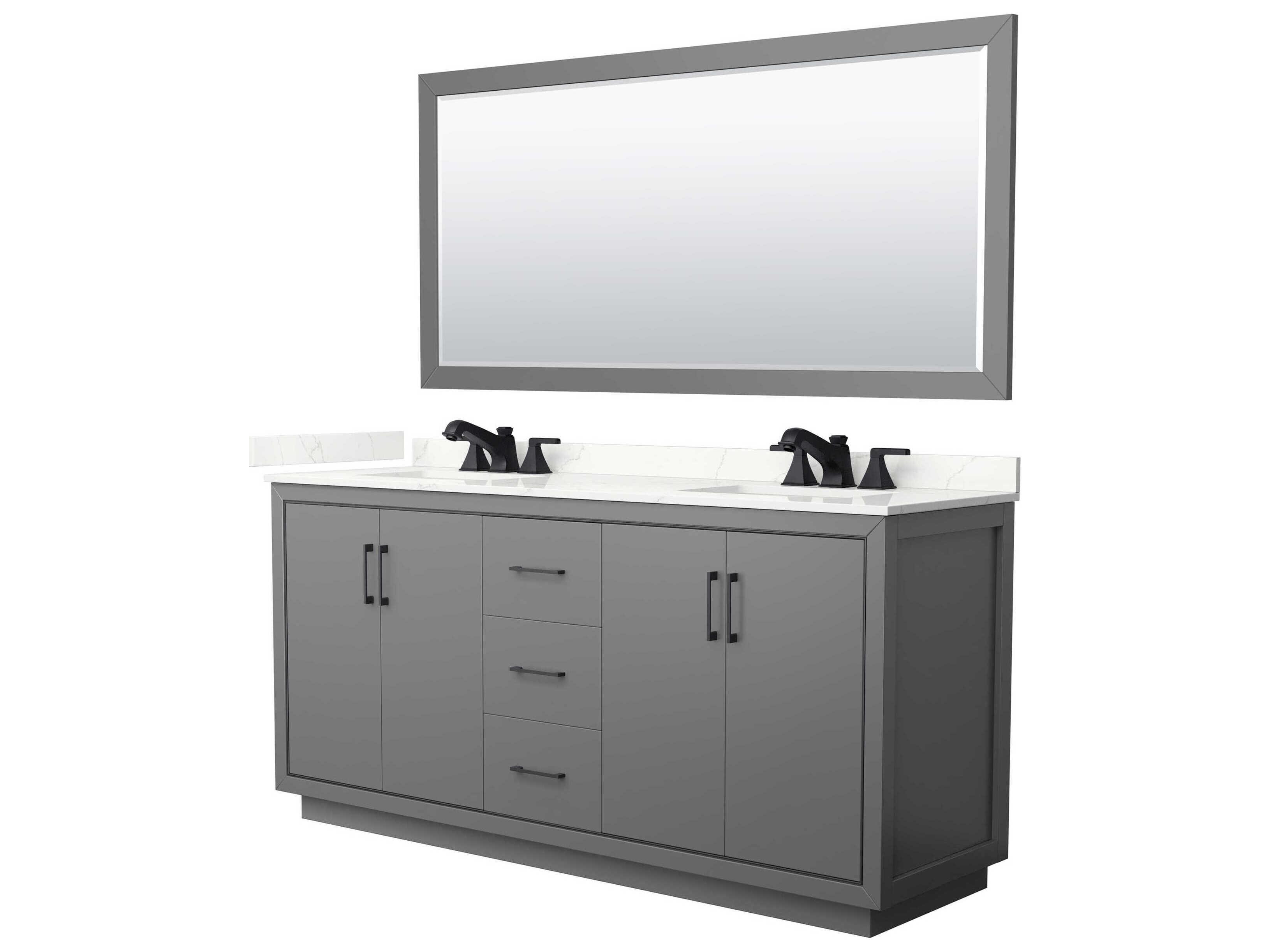 Wyndham Collection Icon 72" Dark Gray Vanity with 70" Mirror