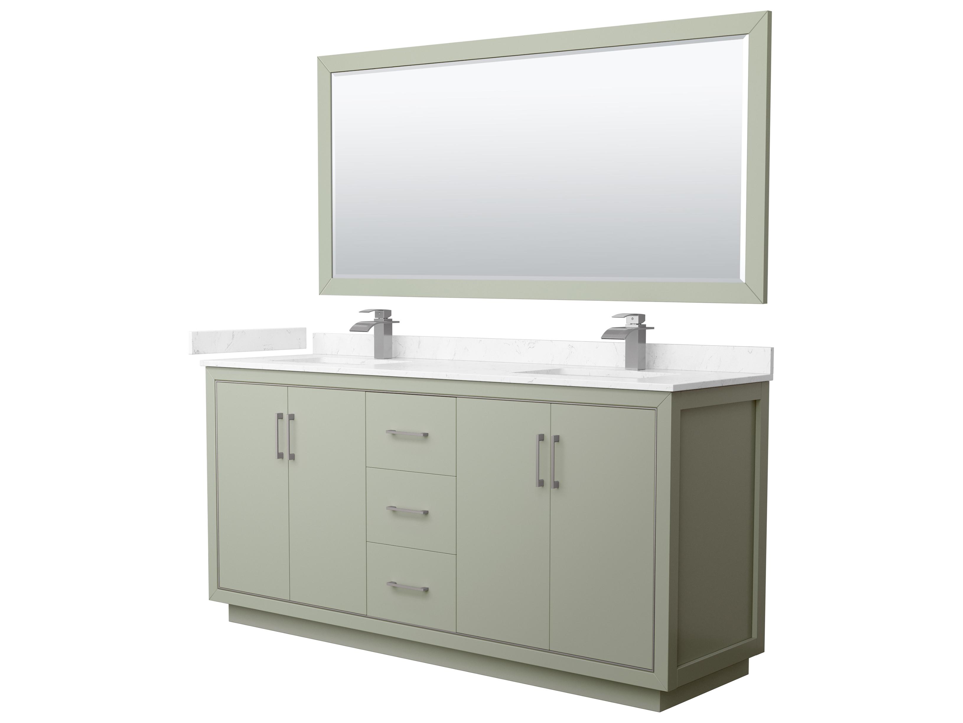 Wyndham Collection Icon 72" Light Green Vanity with 70" Mirror