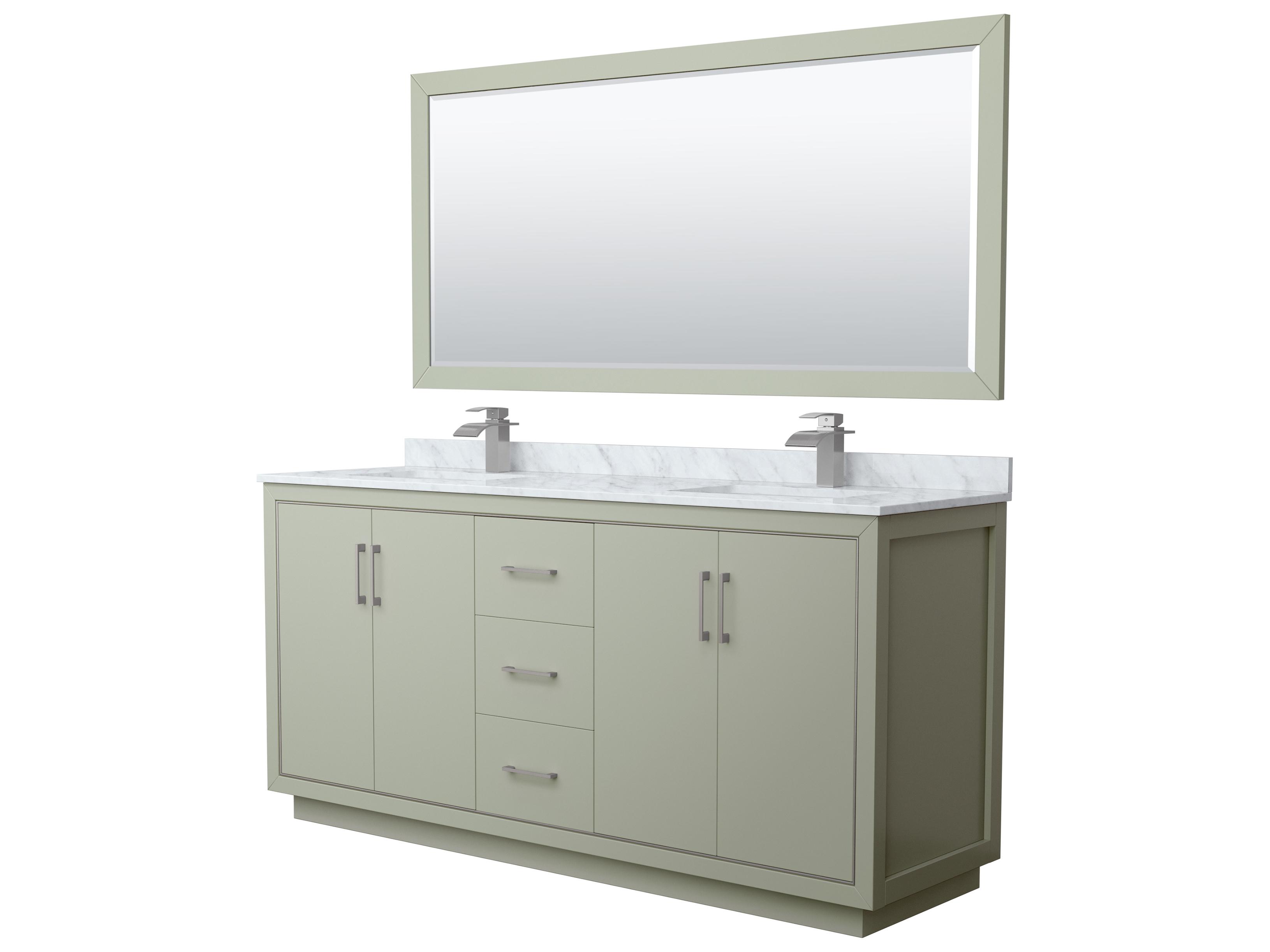 Wyndham Collection Icon 72" Light Green Vanity with 70" Mirror