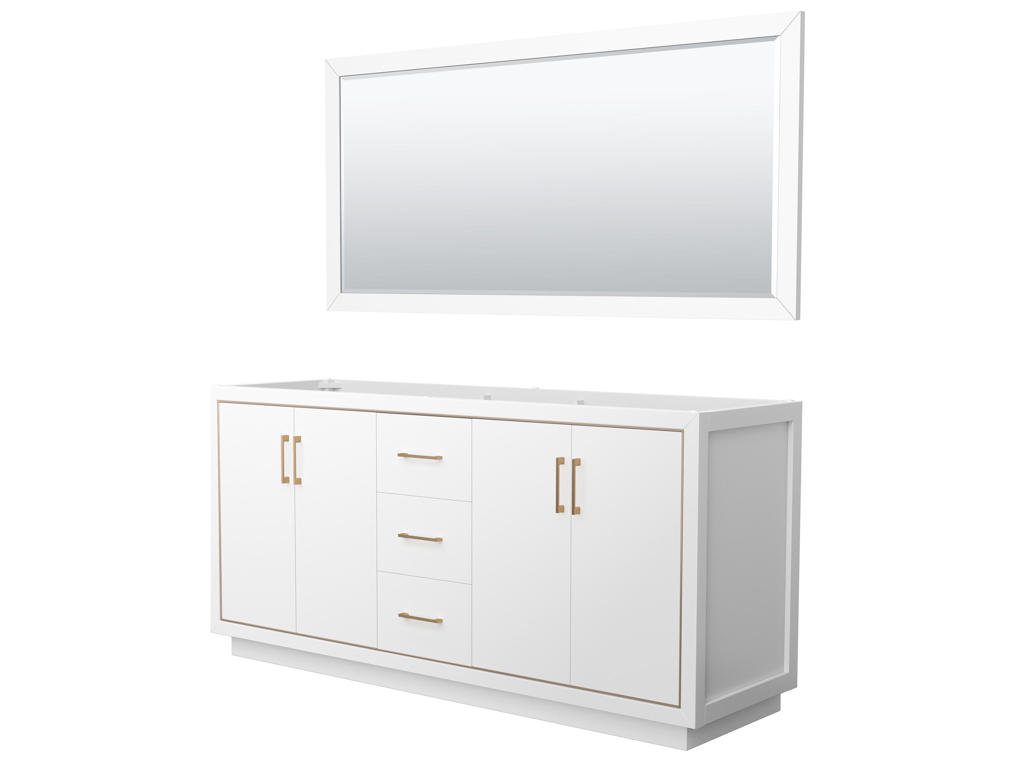 Wyndham Collection Icon 71" White Vanity with 70" Mirror