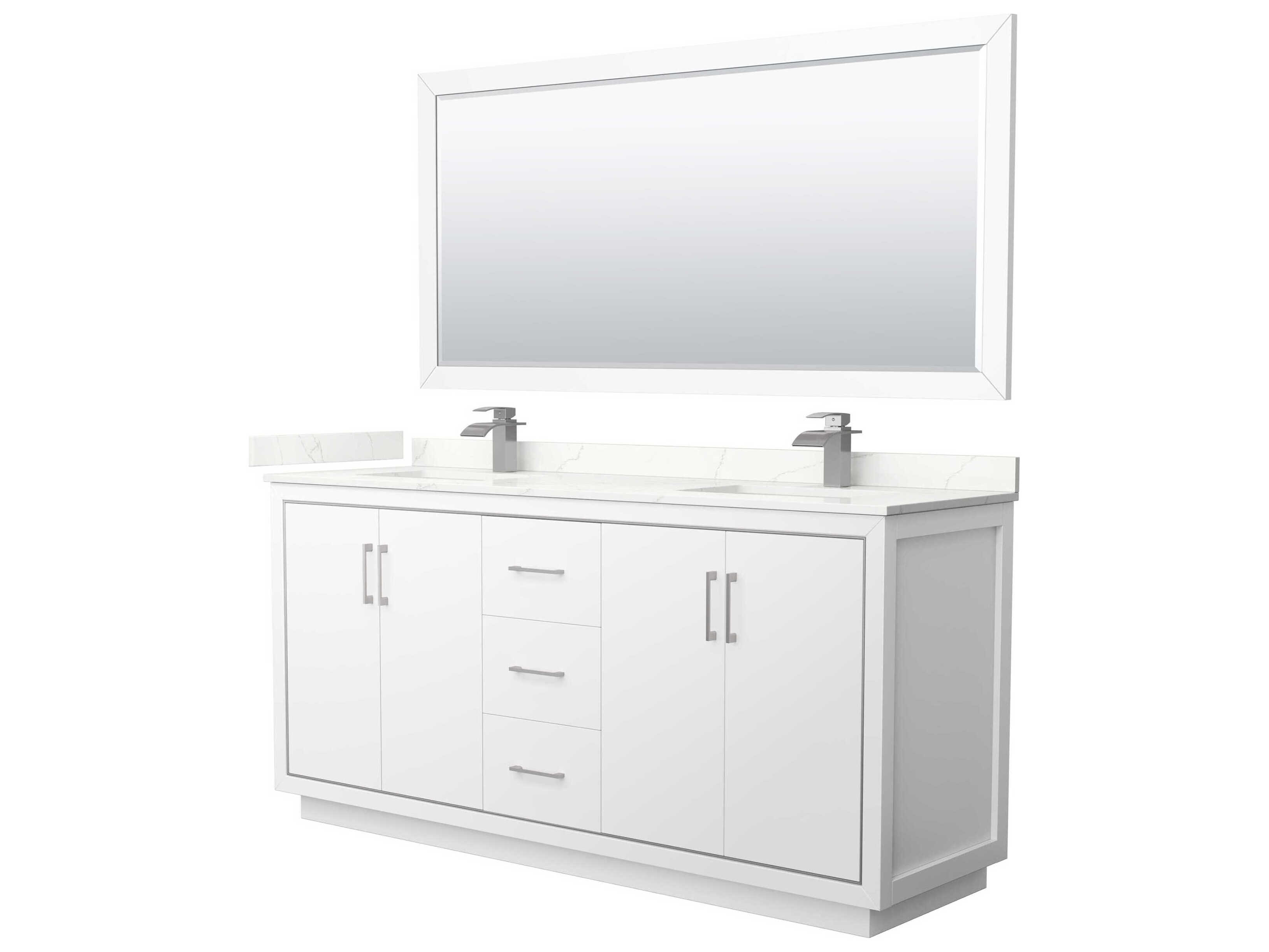 Wyndham Collection Icon 72" White Vanity with 70" Mirror