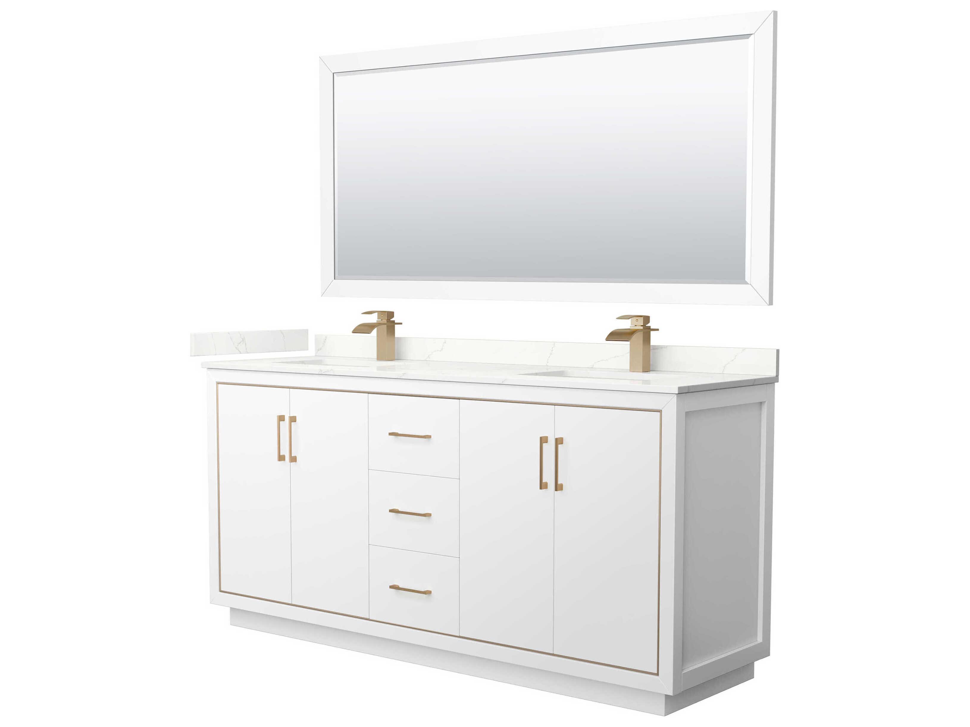 Wyndham Collection Icon 72" White Vanity with 70" Mirror