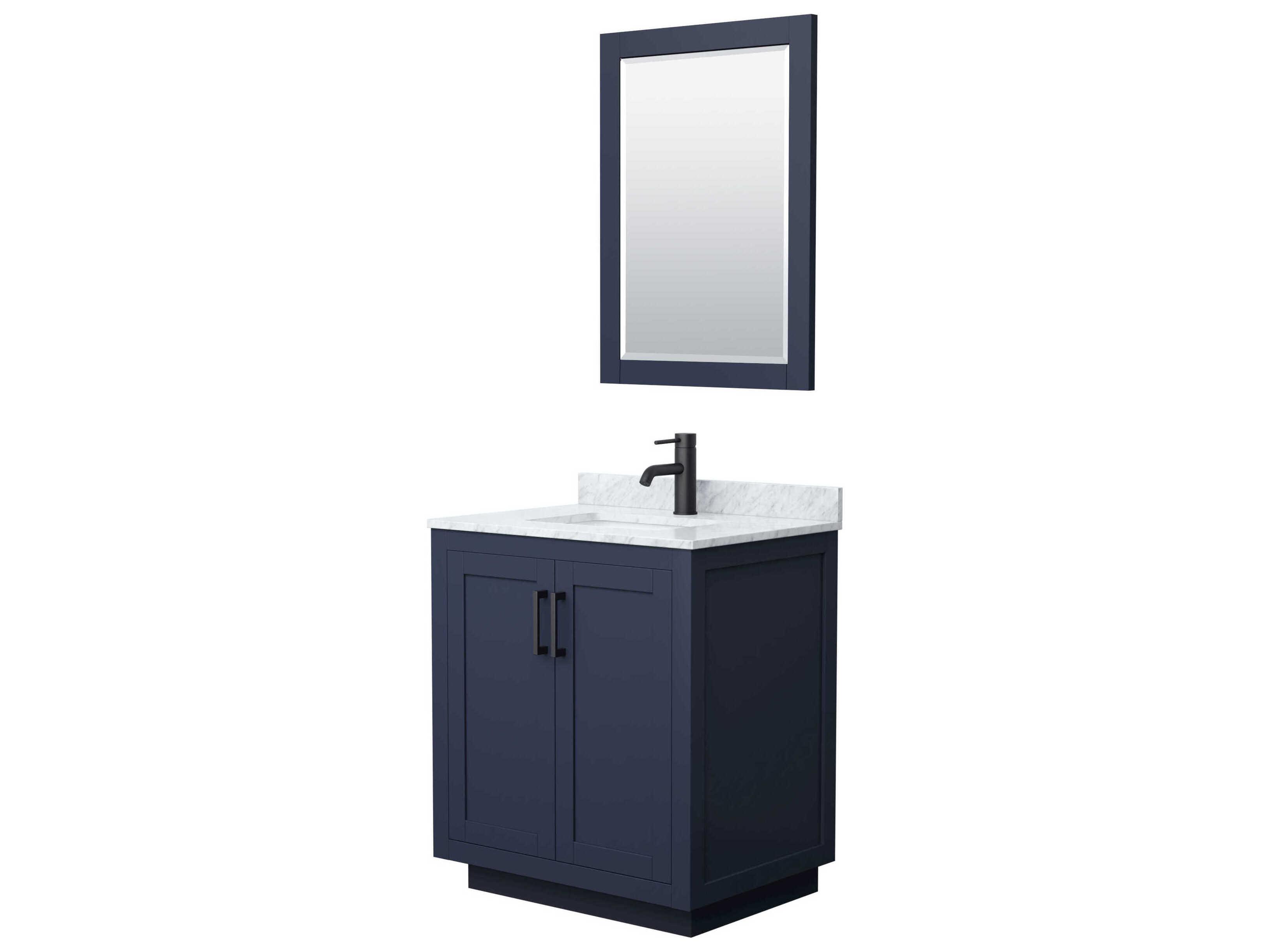 Wyndham Collection Miranda 30" Dark Blue Vanity with 24" Mirror