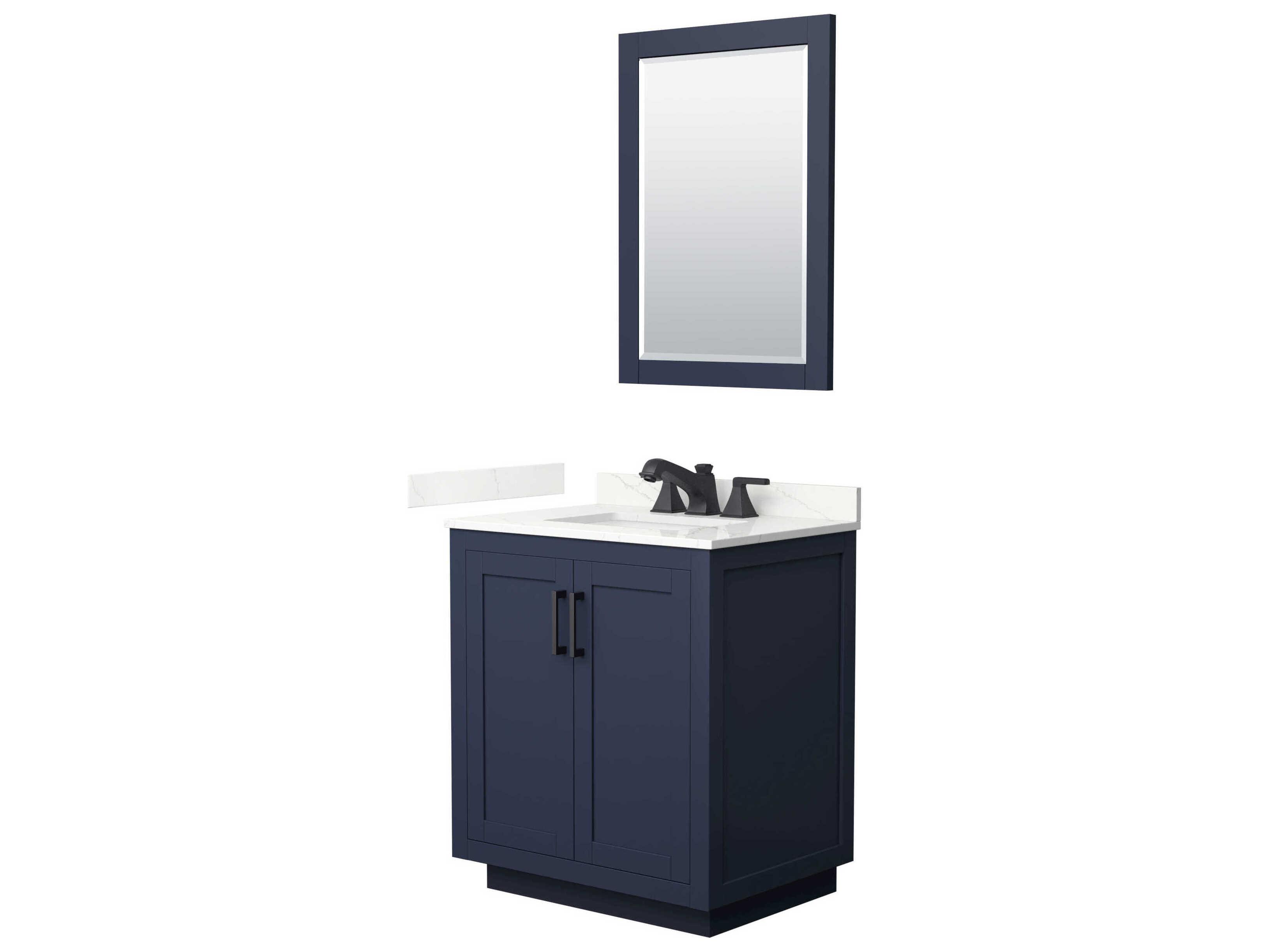 Wyndham Collection Miranda 30" Dark Blue Vanity with 24" Mirror