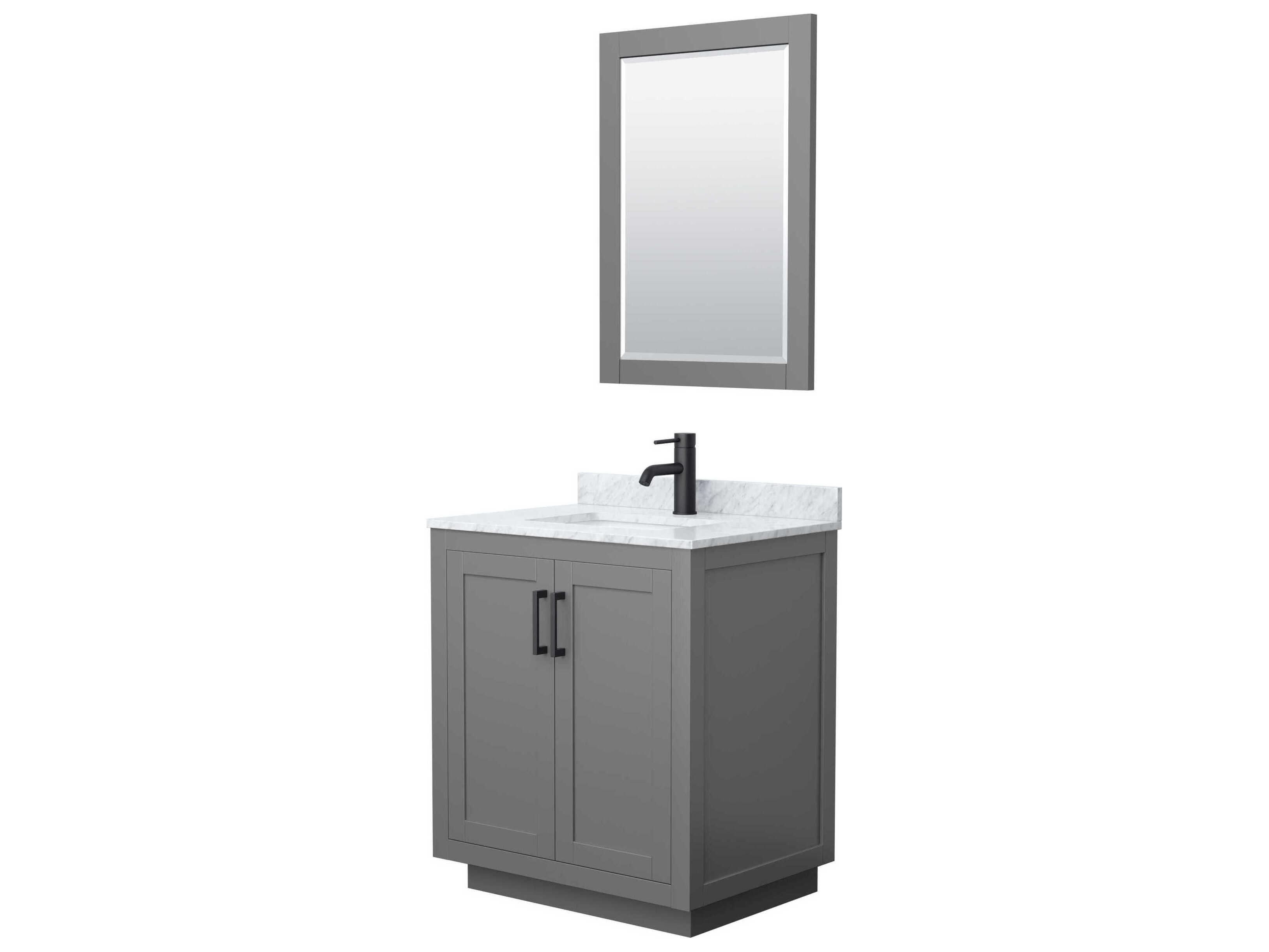 Wyndham Collection Miranda 30" Dark Gray Vanity with 24" Mirror