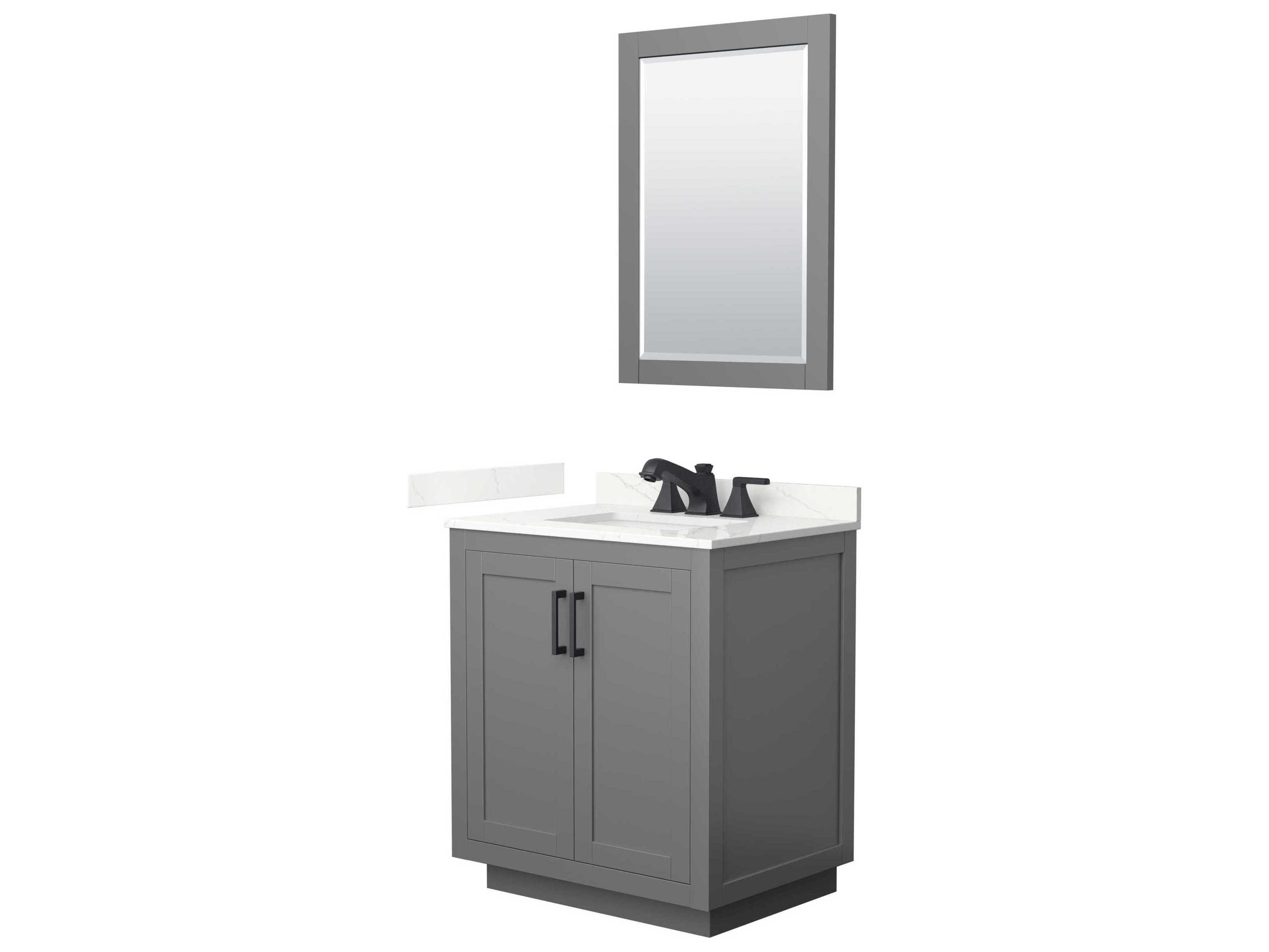 Wyndham Collection Miranda 30" Dark Gray Vanity with 24" Mirror