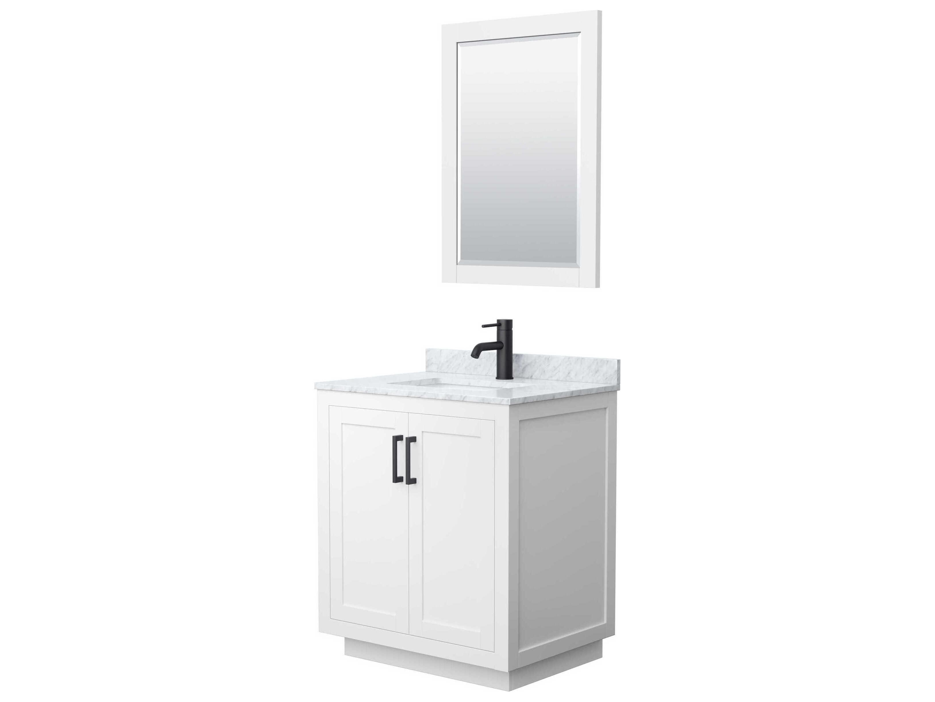 Wyndham Collection Miranda 30" White Vanity with 24" Mirror