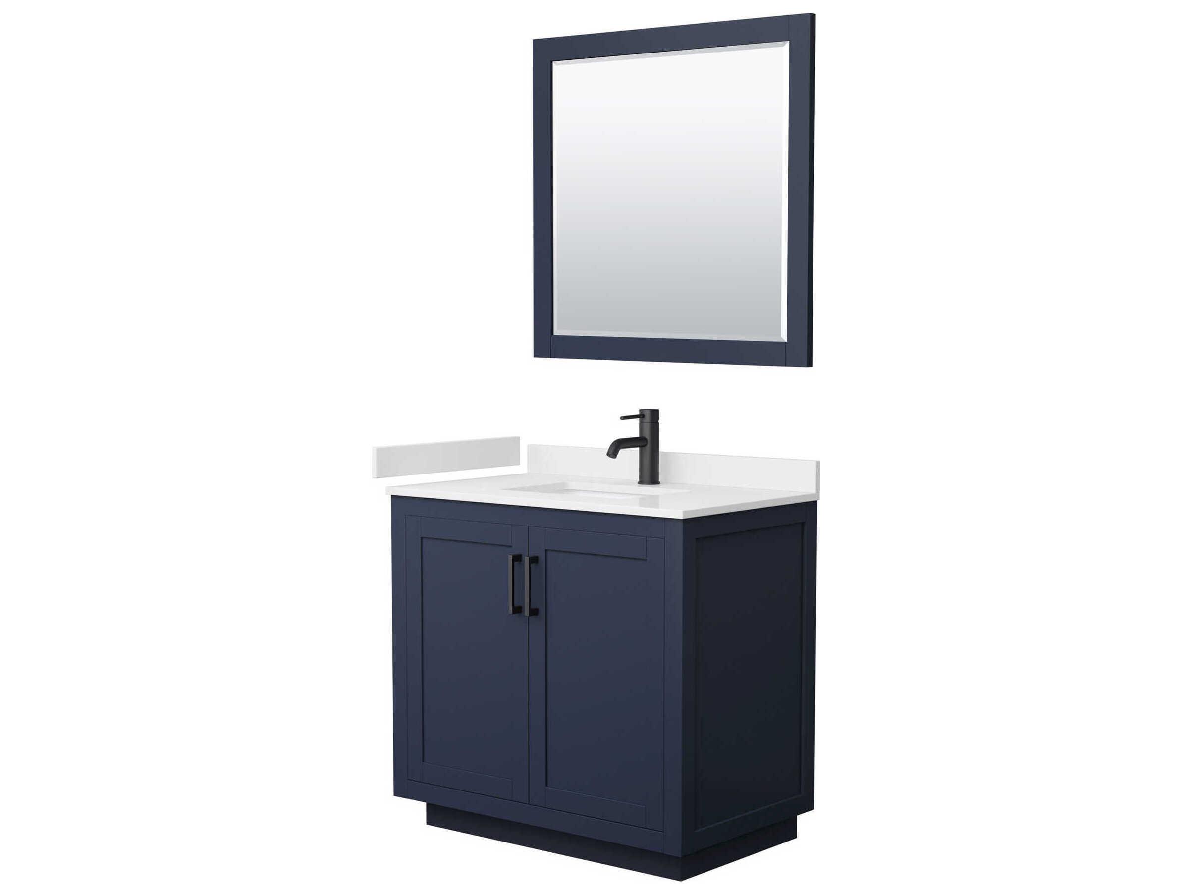 Wyndham Collection Miranda 36" Dark Blue Vanity with 34" Mirror