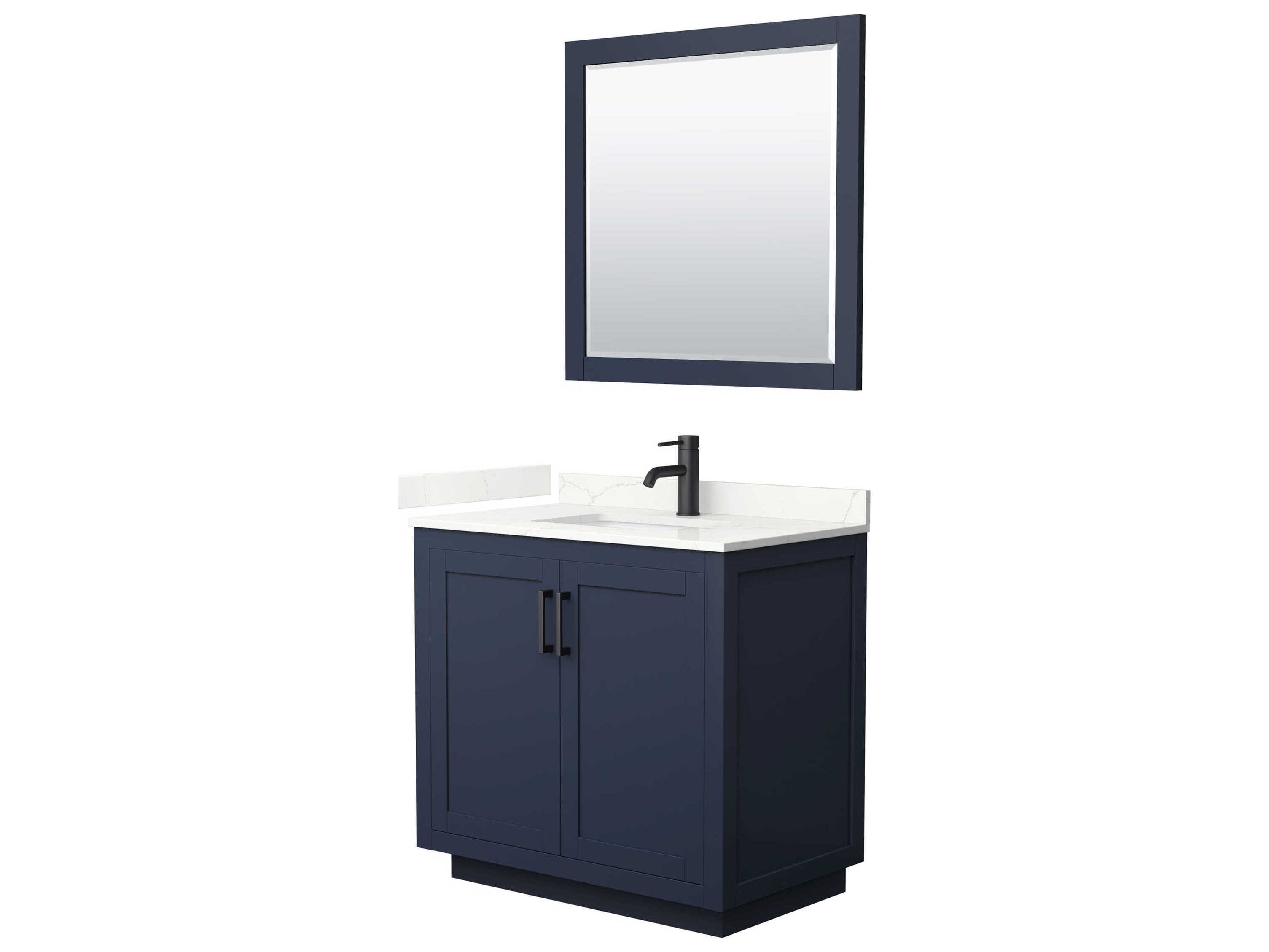 Wyndham Collection Miranda 36" Dark Blue Vanity with 34" Mirror