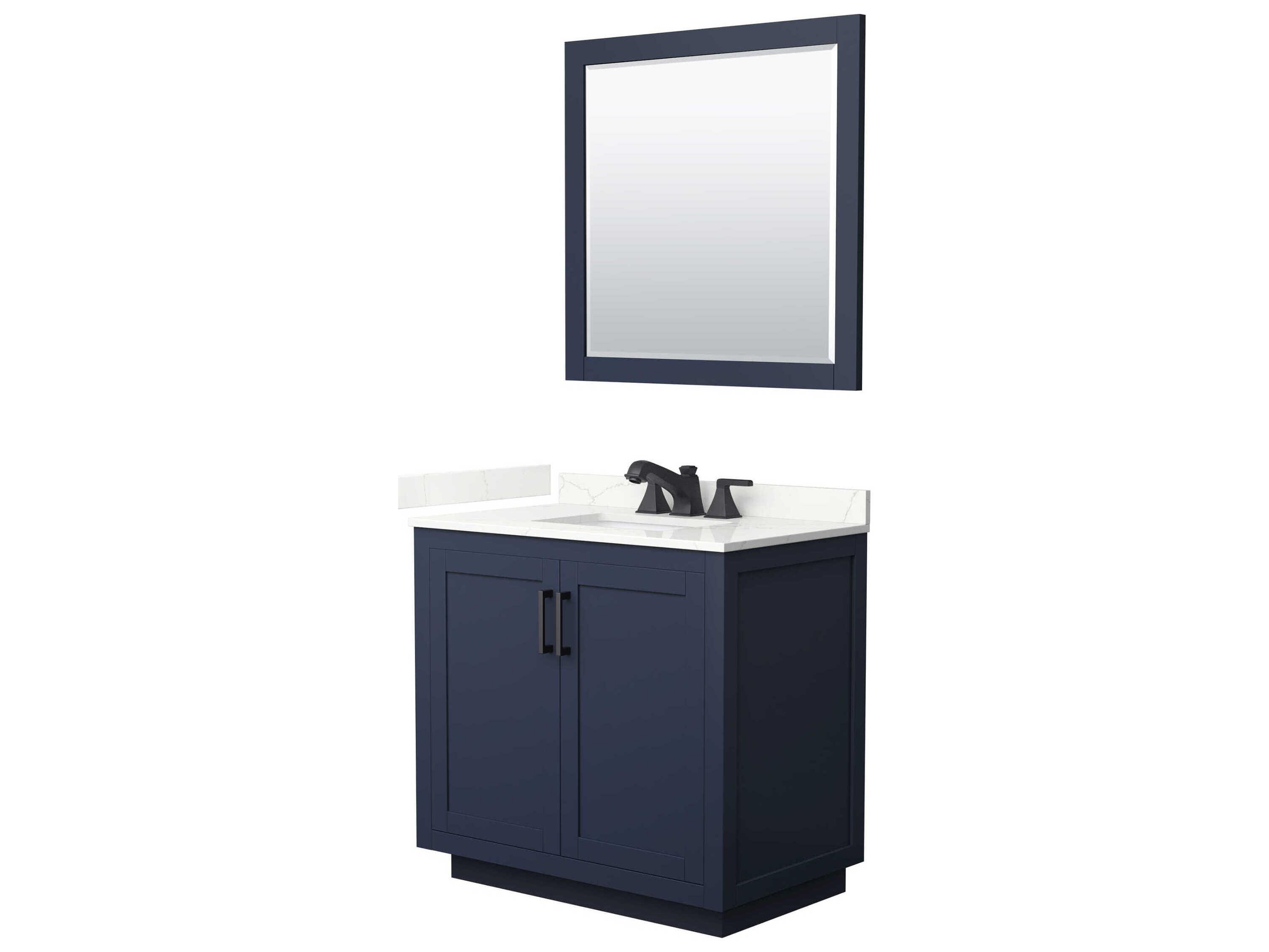 Wyndham Collection Miranda 36" Dark Blue Vanity with 34" Mirror