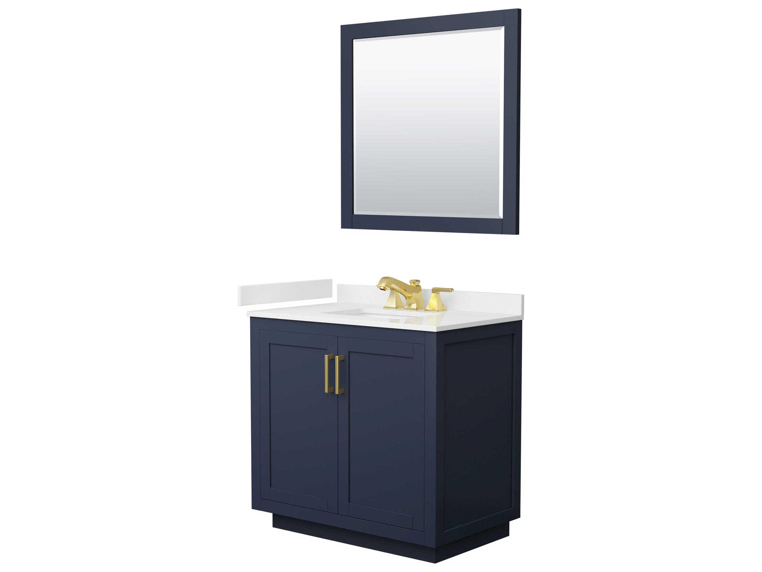 Wyndham Collection Miranda 36" Dark Blue Vanity with 34" Mirror