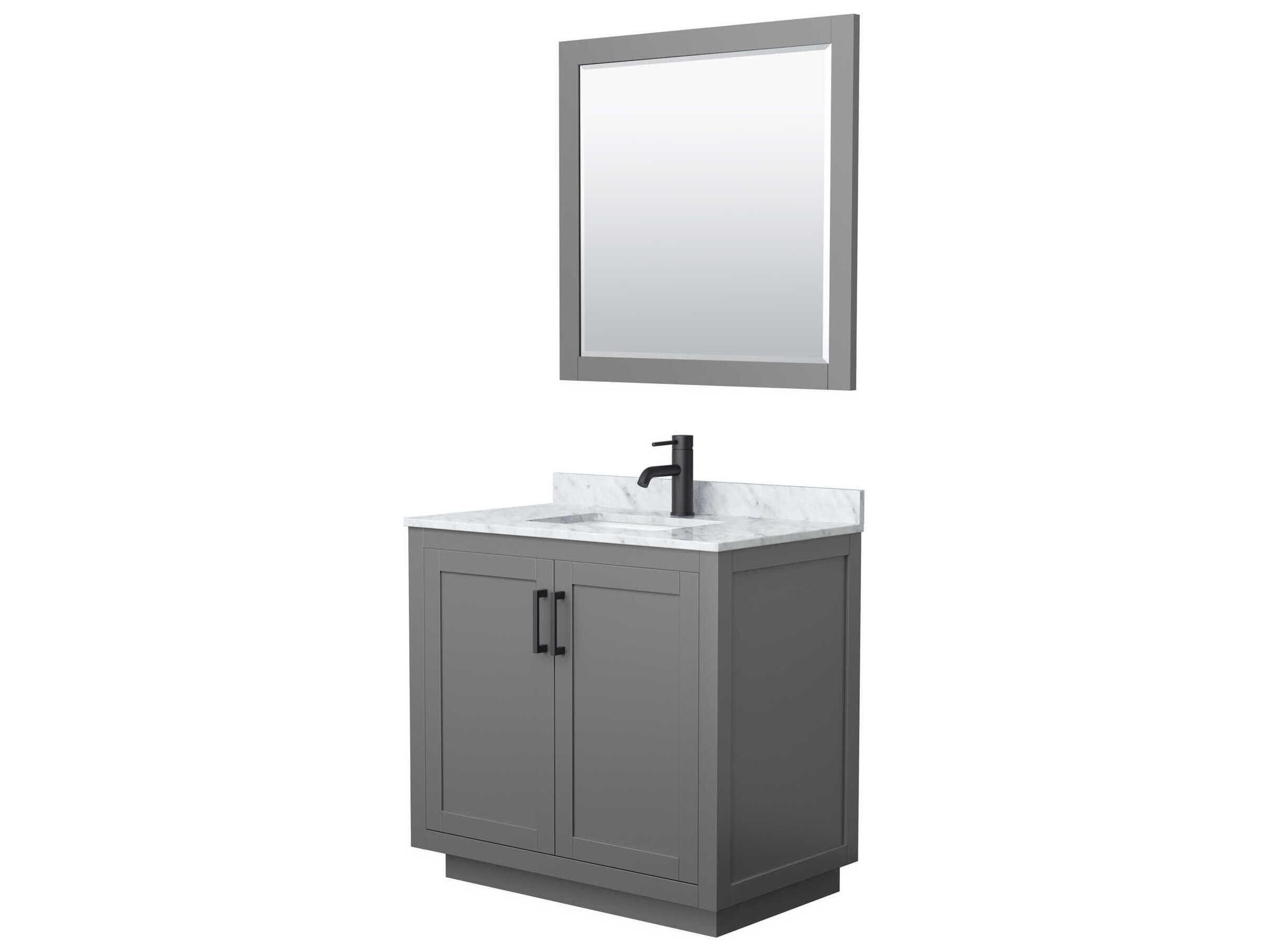 Wyndham Collection Miranda 36" Dark Gray Vanity with 34" Mirror