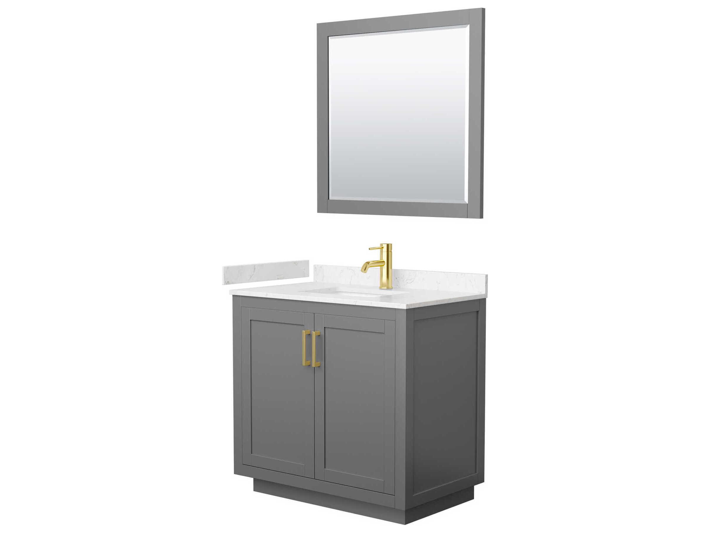 Wyndham Collection Miranda 36" Dark Gray Vanity with 34" Mirror
