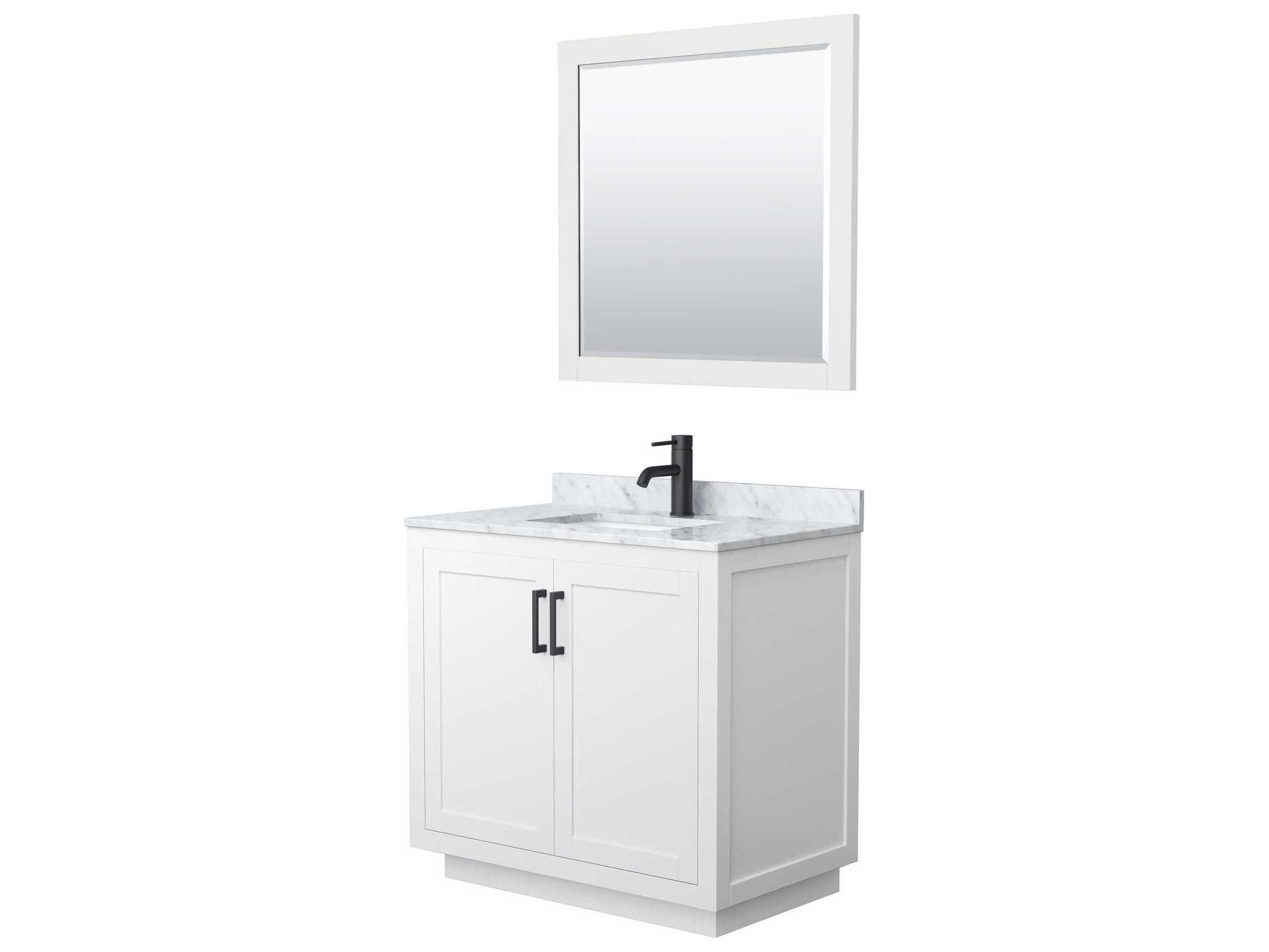 Wyndham Collection Miranda 36" White Vanity with 34" Mirror