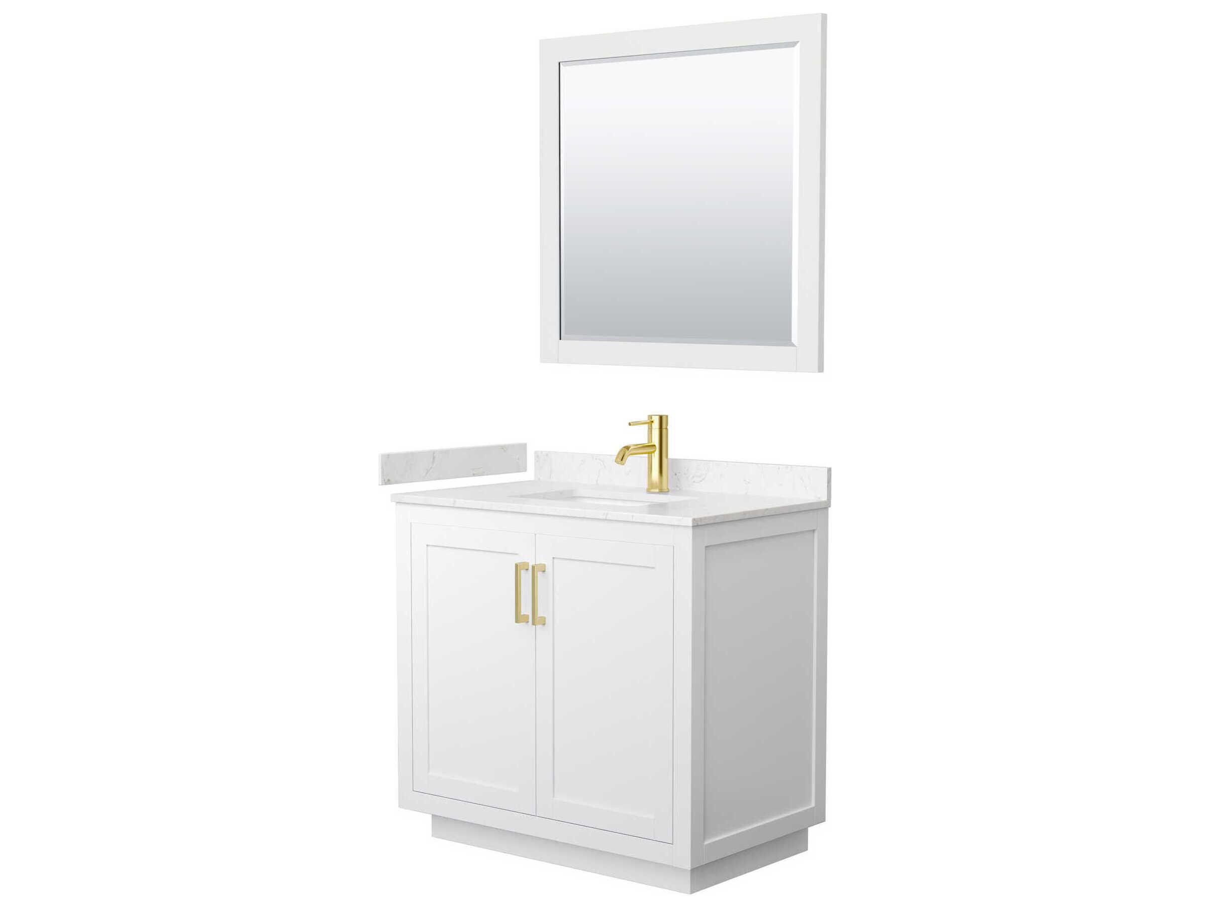 Wyndham Collection Miranda 36" White Vanity with 34" Mirror