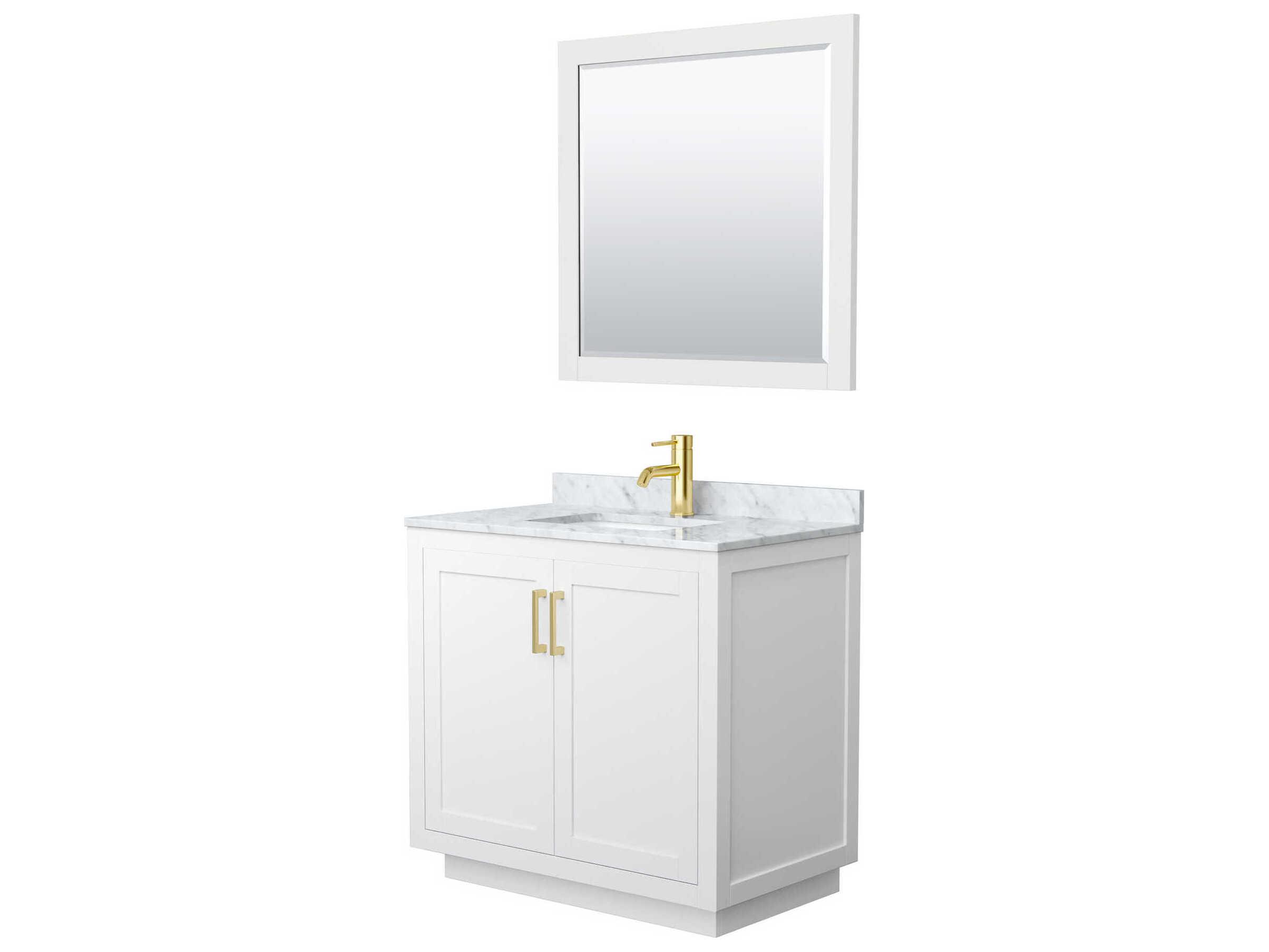 Wyndham Collection Miranda 36" White Vanity with 34" Mirror