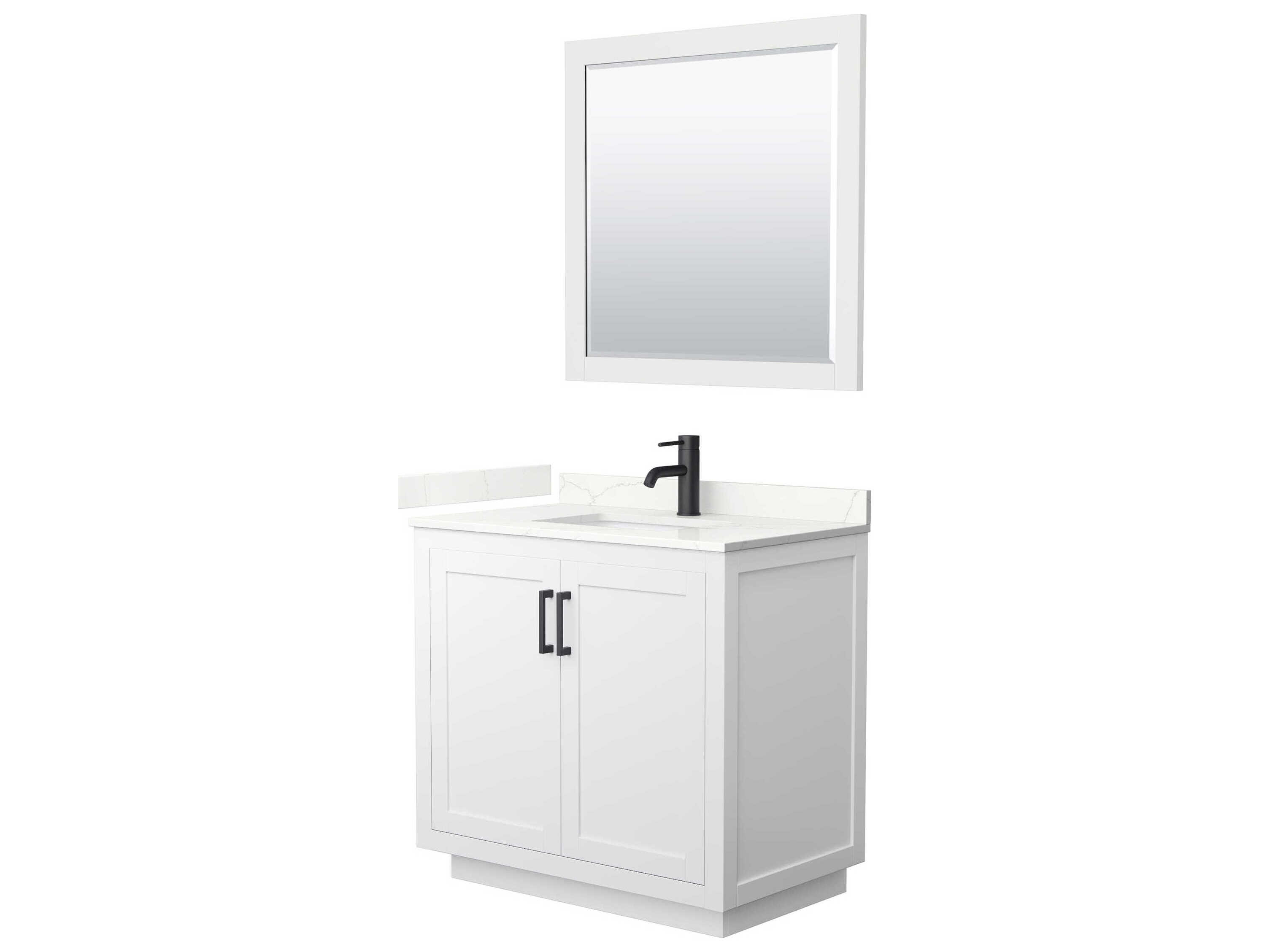 Wyndham Collection Miranda 36" White Vanity with 34" Mirror