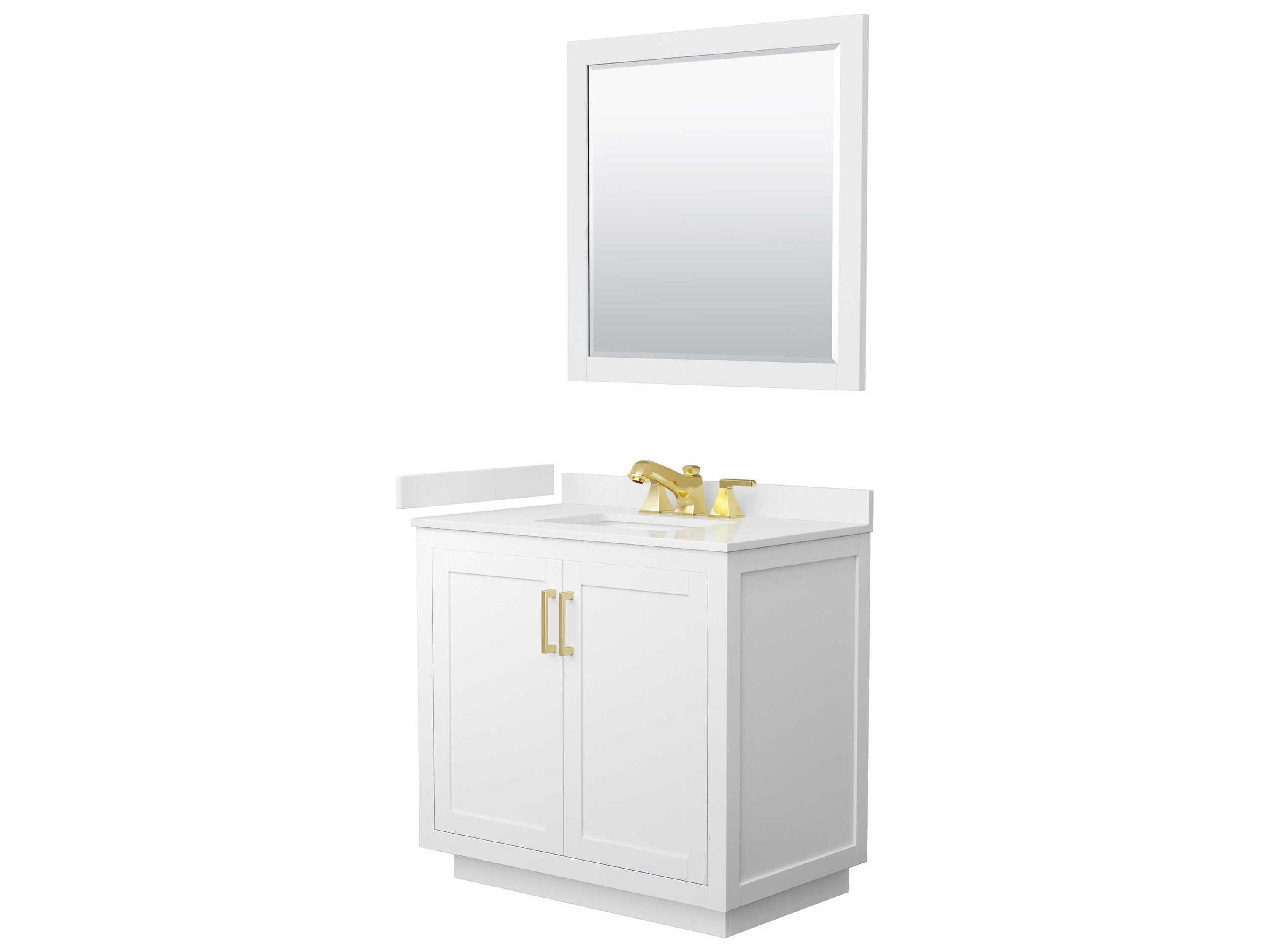 Wyndham Collection Miranda 36" White Vanity with 34" Mirror