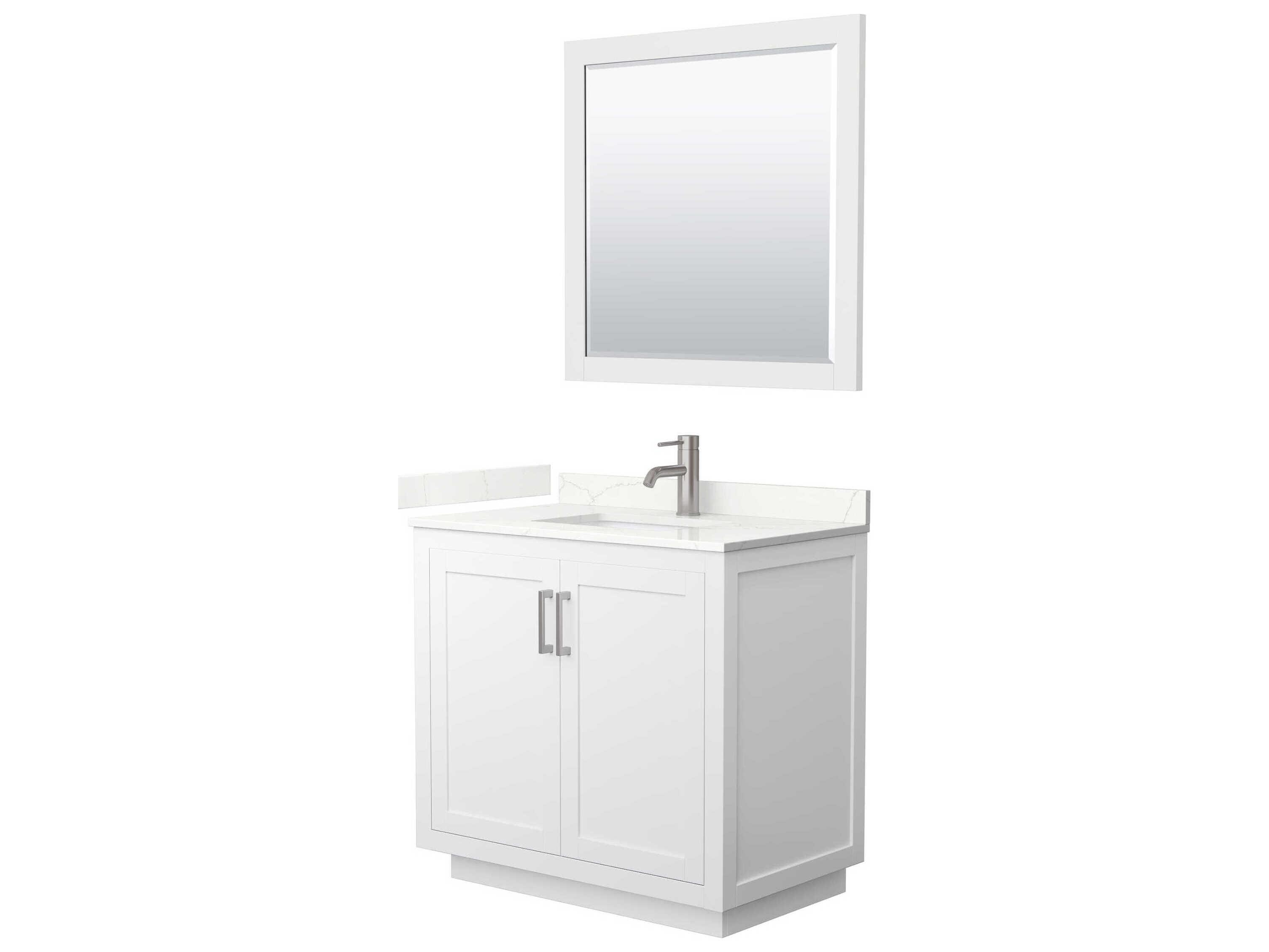 Wyndham Collection Miranda 36" White Vanity with 34" Mirror