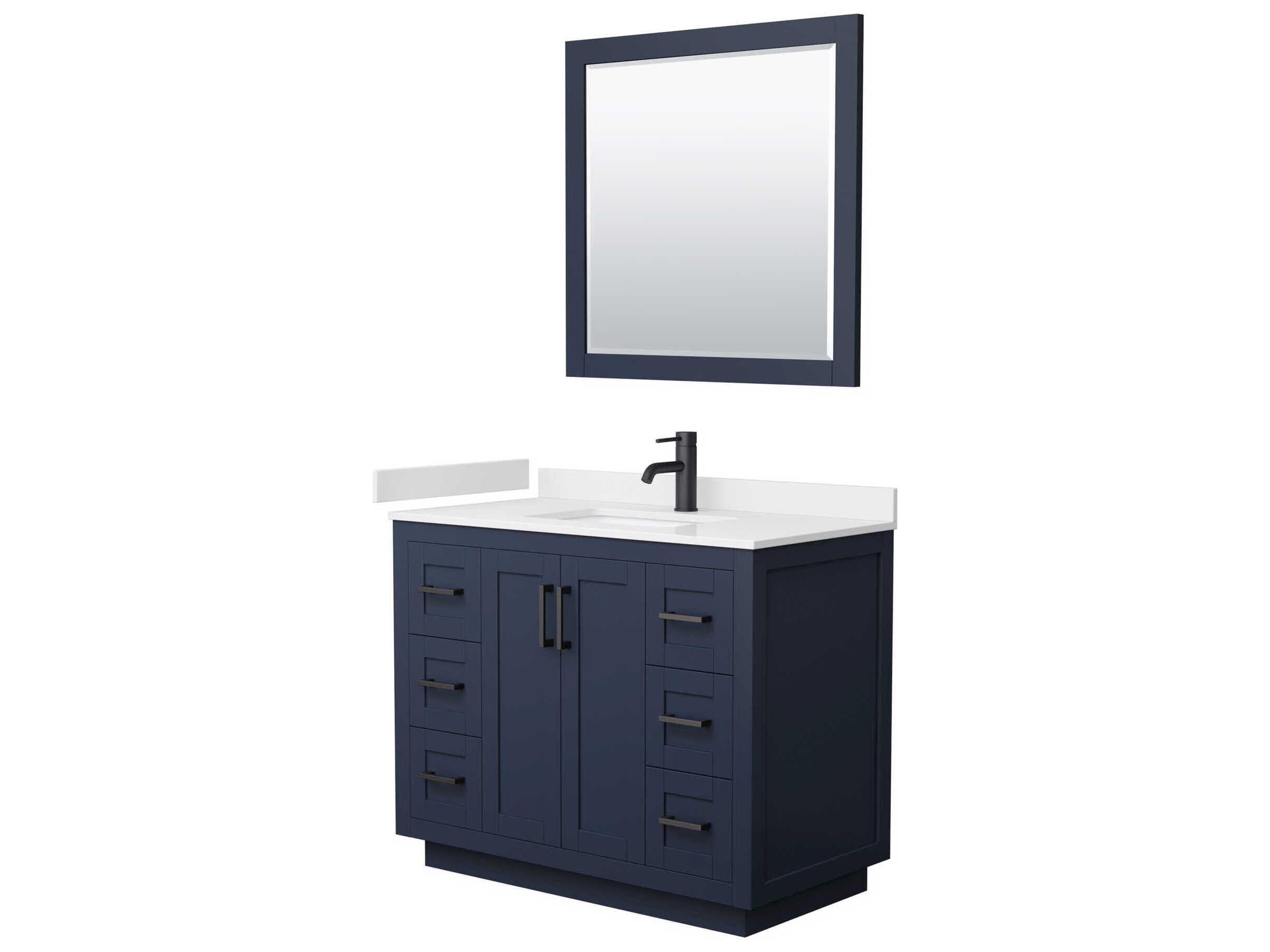 Wyndham Collection Miranda 42" Dark Blue Vanity with 34" Mirror