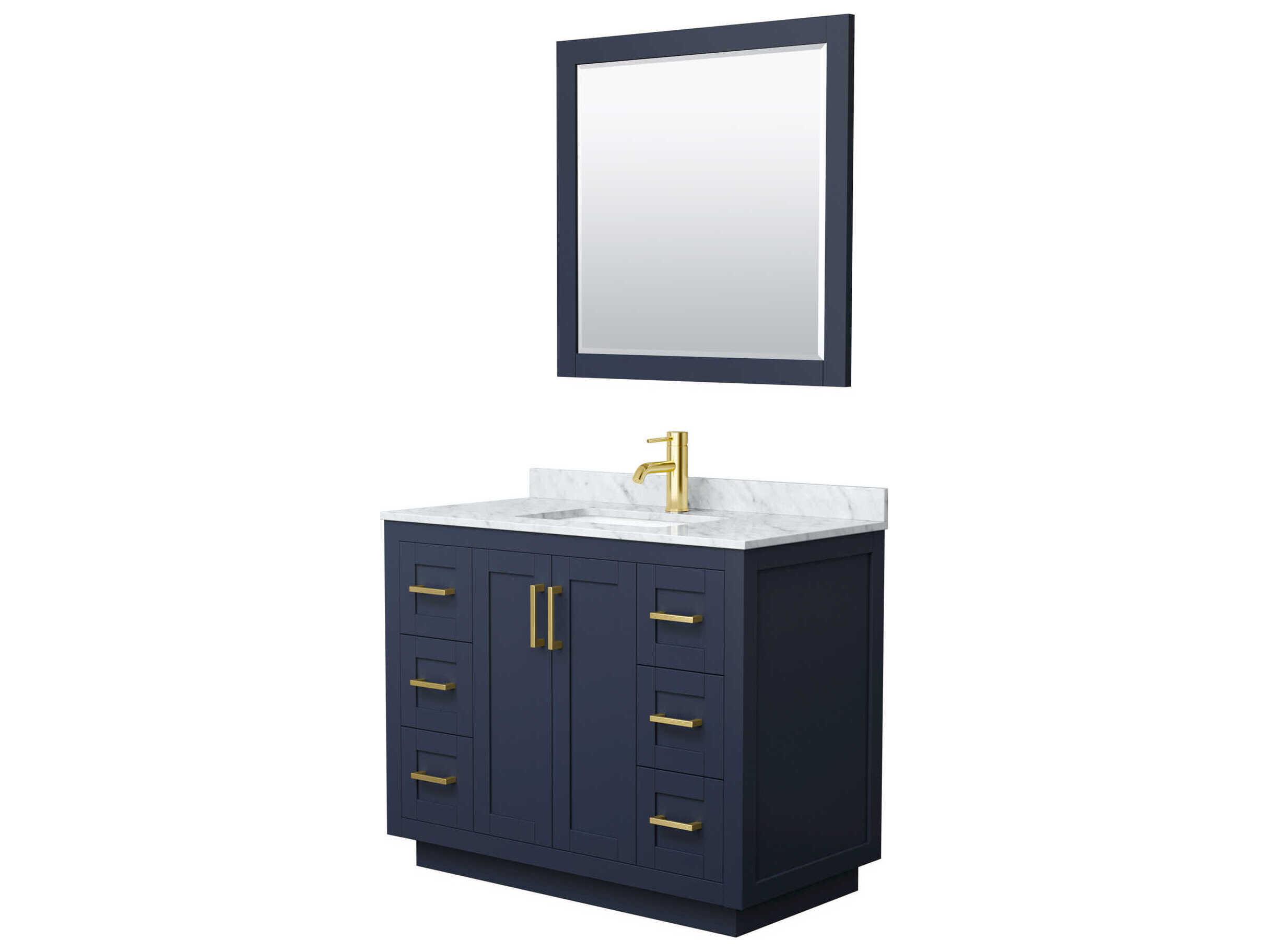 Wyndham Collection Miranda 42" Dark Blue Vanity with 34" Mirror