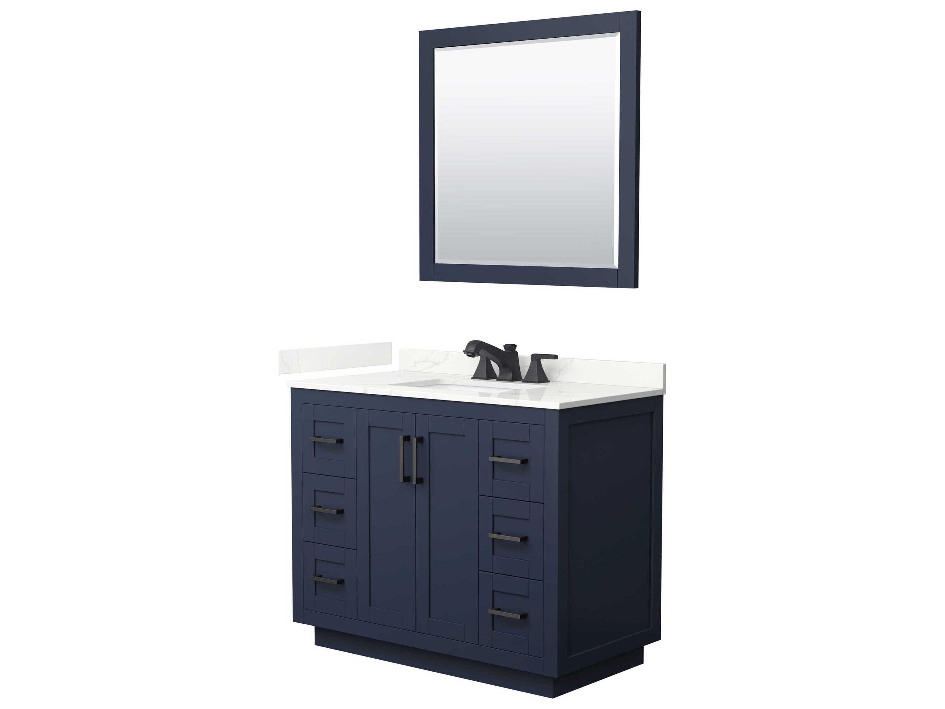 Wyndham Collection Miranda 42" Dark Blue Vanity with 34" Mirror