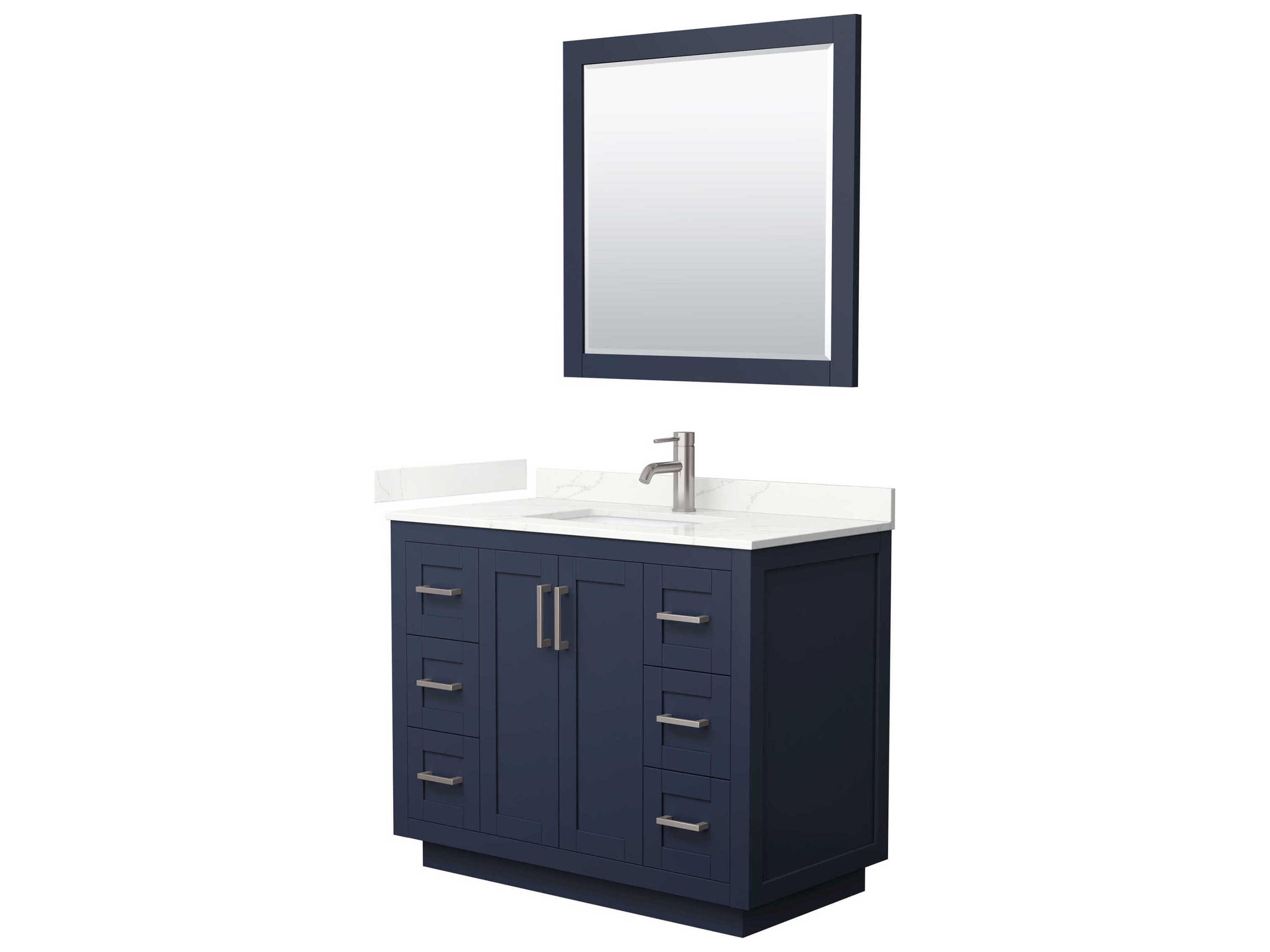 Wyndham Collection Miranda 42" Dark Blue Vanity with 34" Mirror