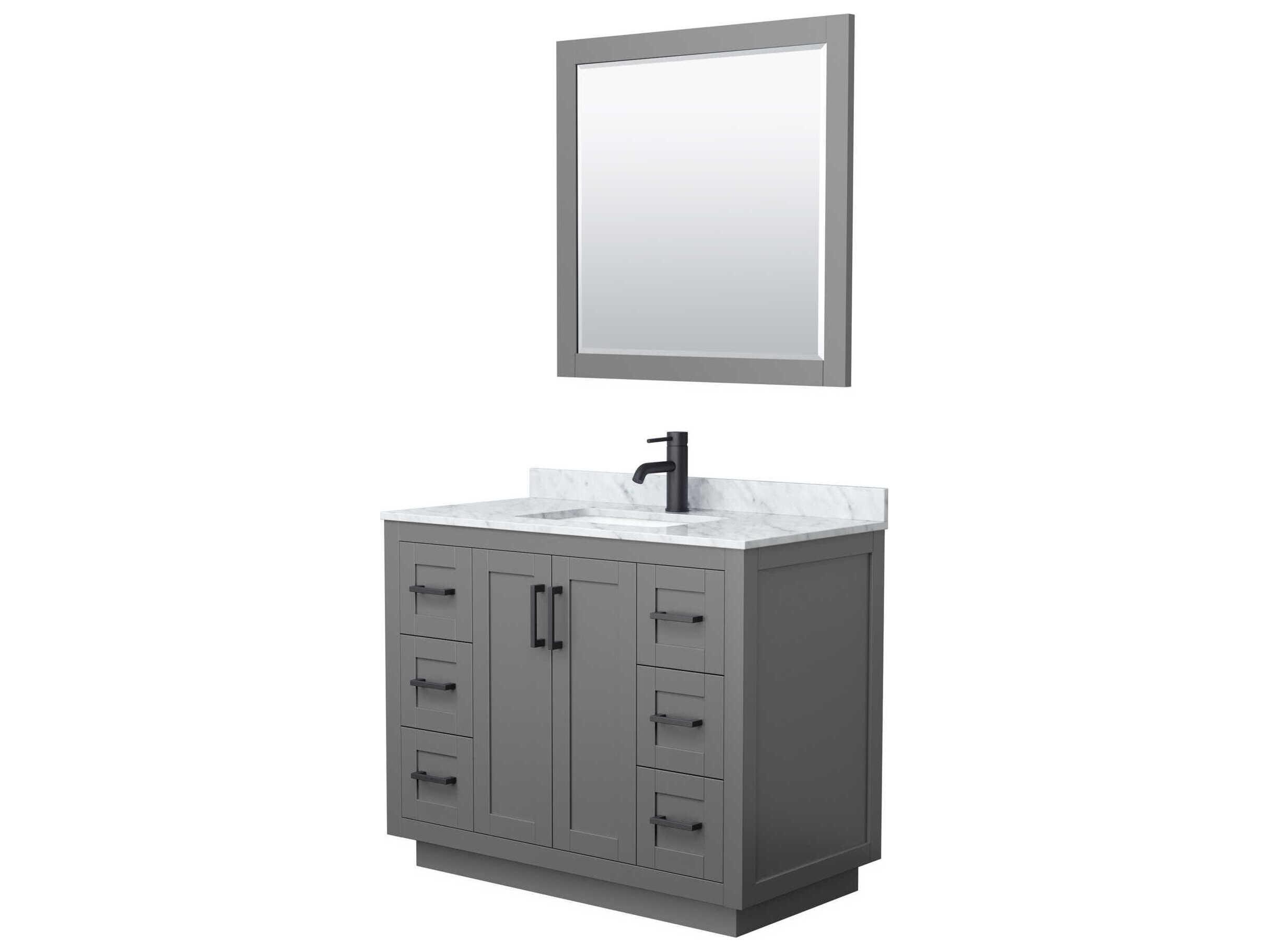 Wyndham Collection Miranda 42" Dark Gray Vanity with 34" Mirror