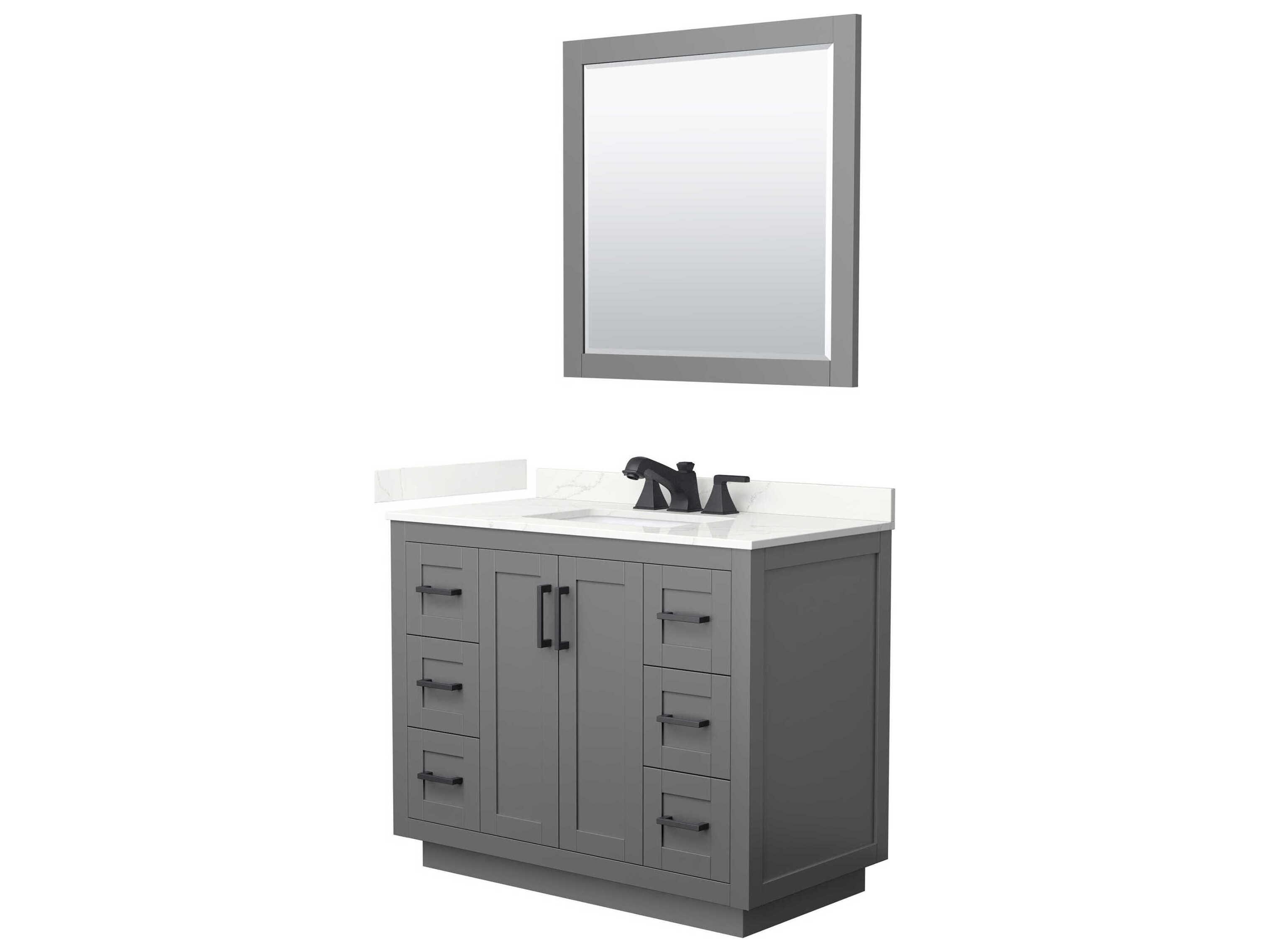 Wyndham Collection Miranda 42" Dark Gray Vanity with 34" Mirror