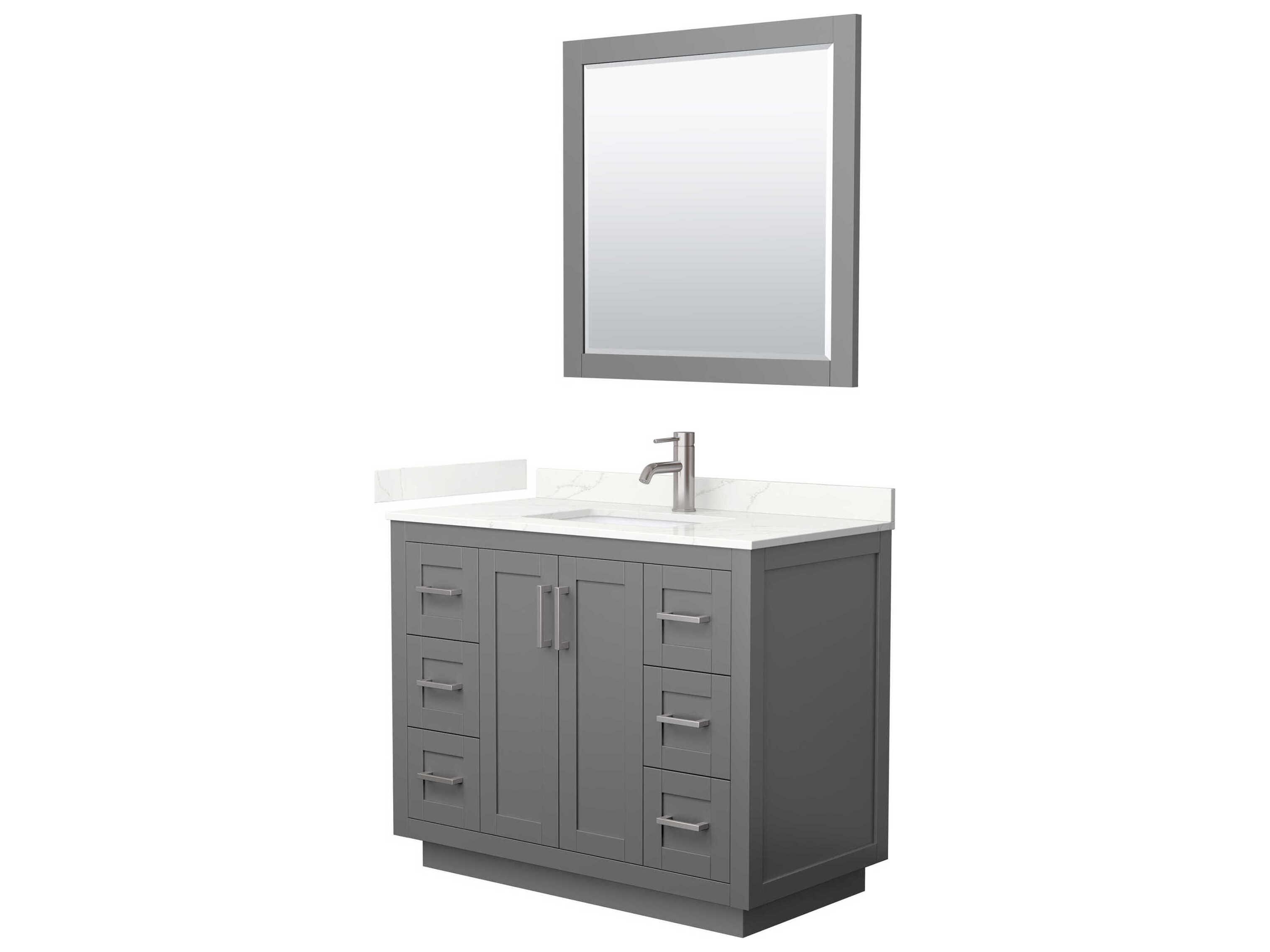 Wyndham Collection Miranda 42" Dark Gray Vanity with 34" Mirror
