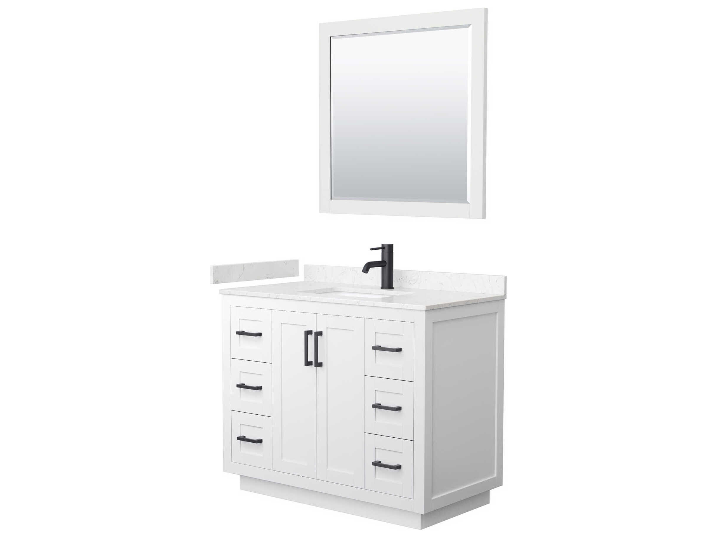 Wyndham Collection Miranda 42" White Vanity with 34" Mirror