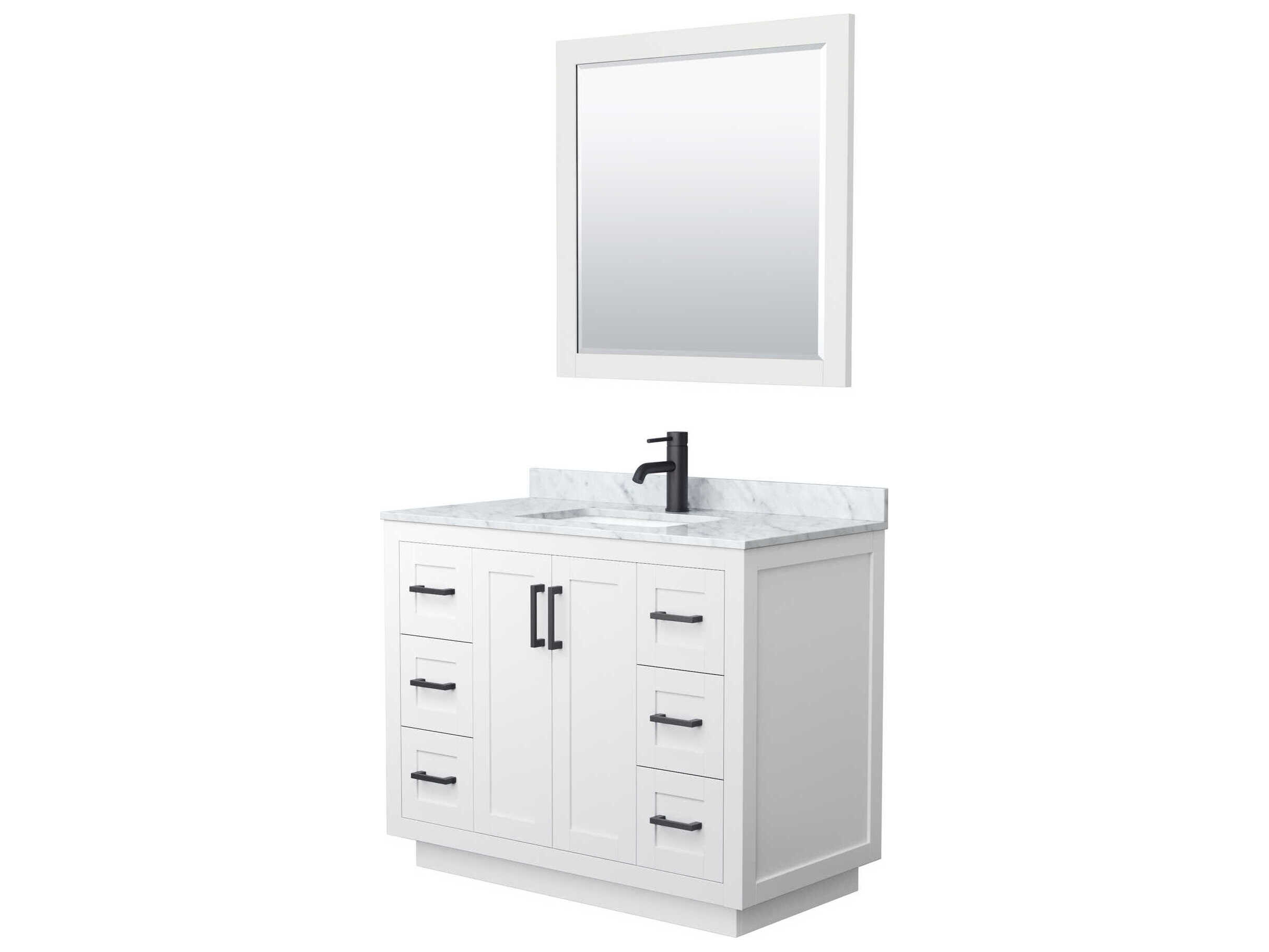 Wyndham Collection Miranda 42" White Vanity with 34" Mirror