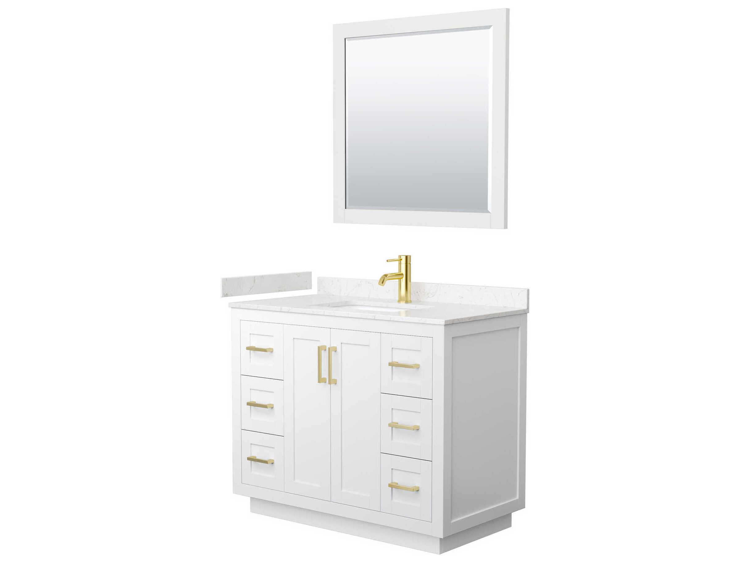 Wyndham Collection Miranda 42" White Vanity with 34" Mirror