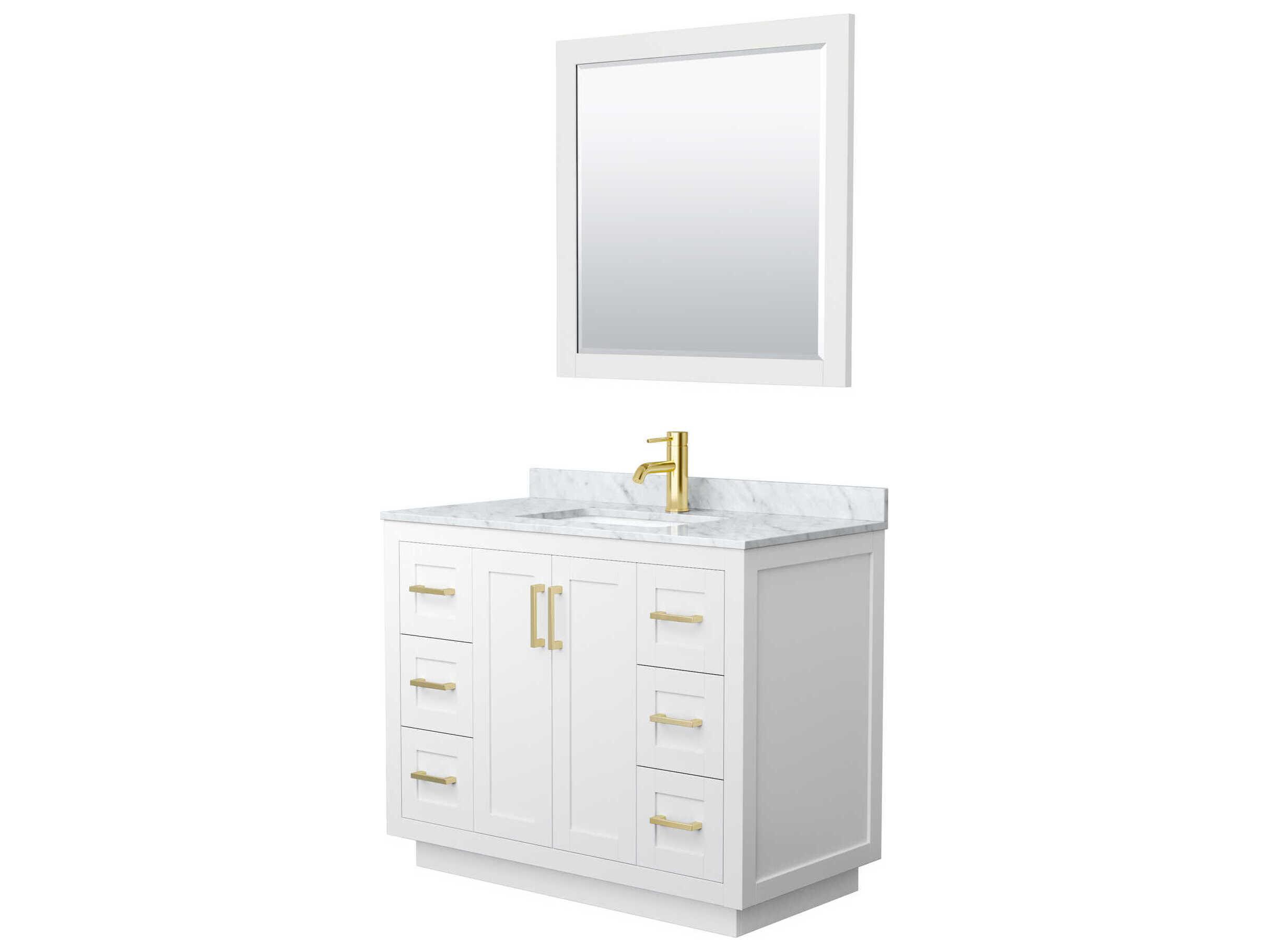 Wyndham Collection Miranda 42" White Vanity with 34" Mirror