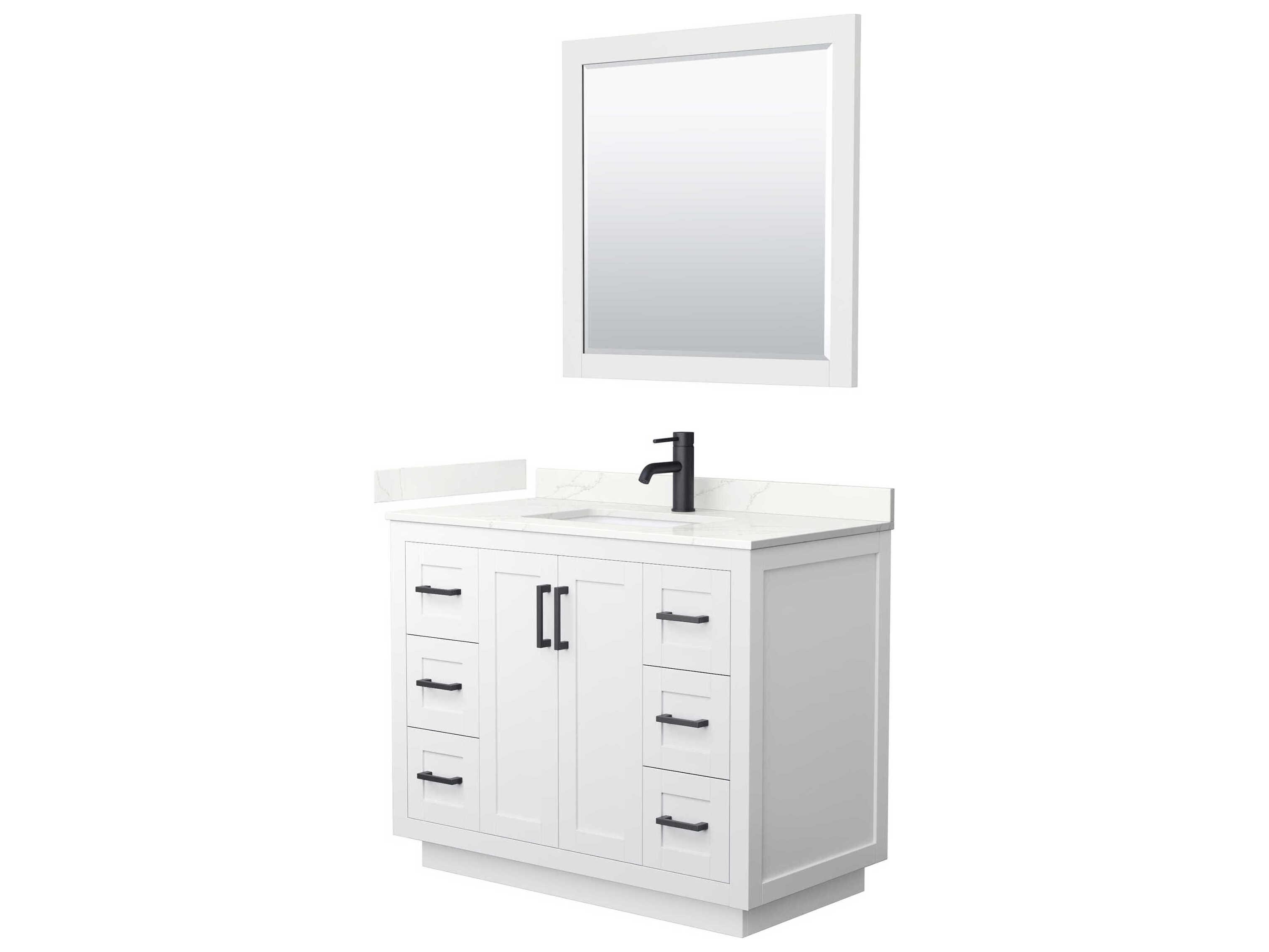 Wyndham Collection Miranda 42" White Vanity with 34" Mirror