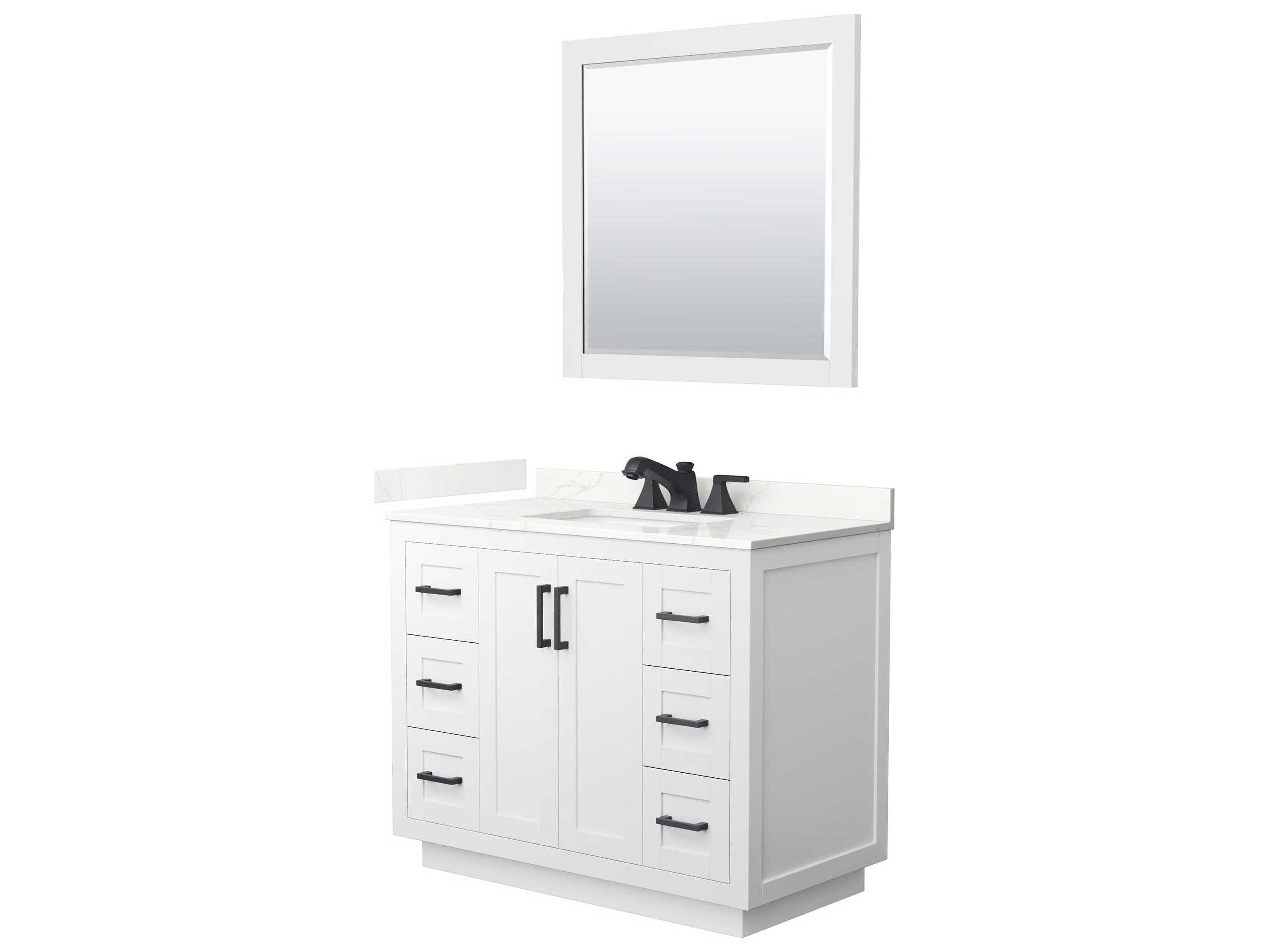 Wyndham Collection Miranda 42" White Vanity with 34" Mirror