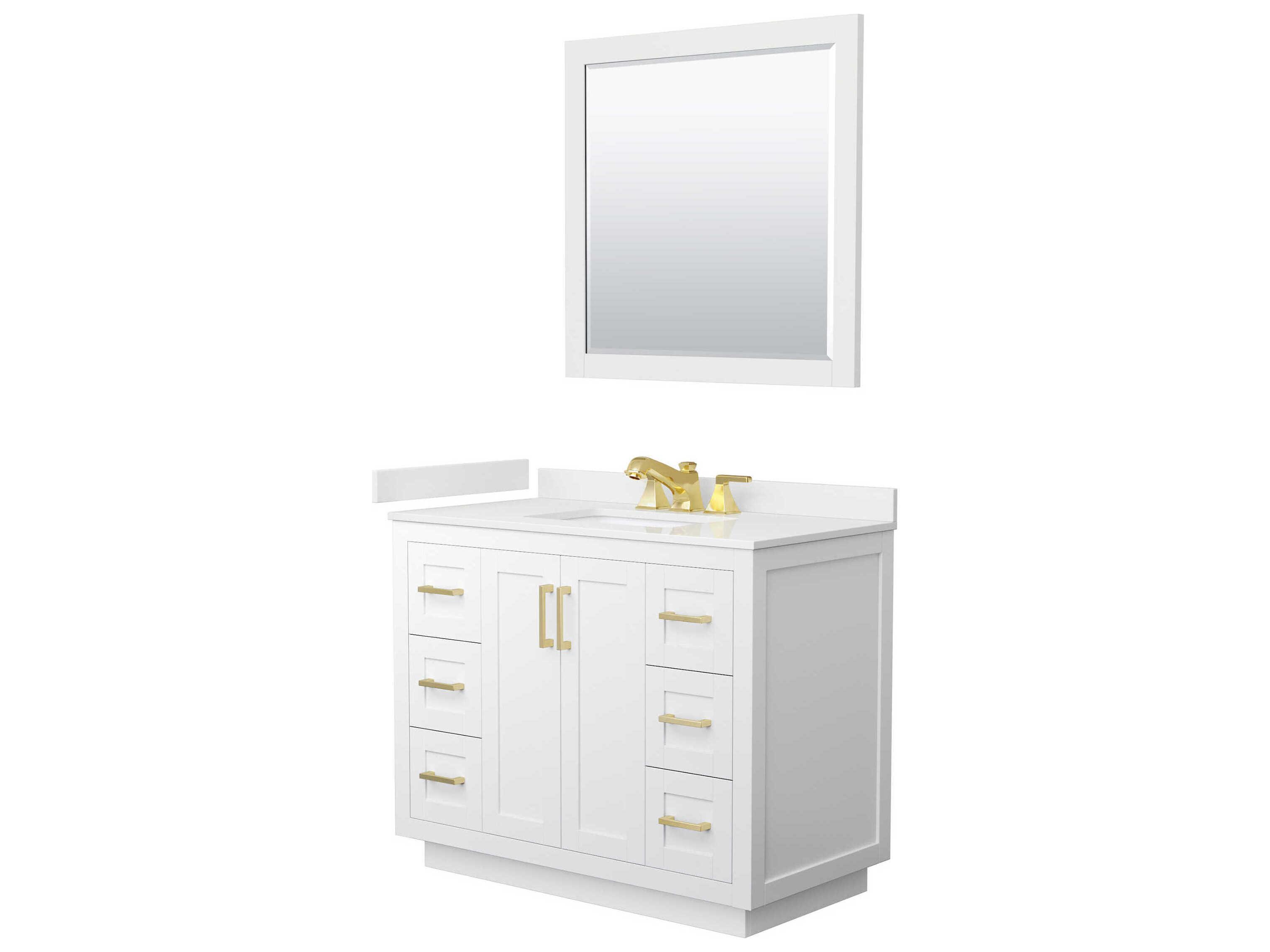Wyndham Collection Miranda 42" White Vanity with 34" Mirror