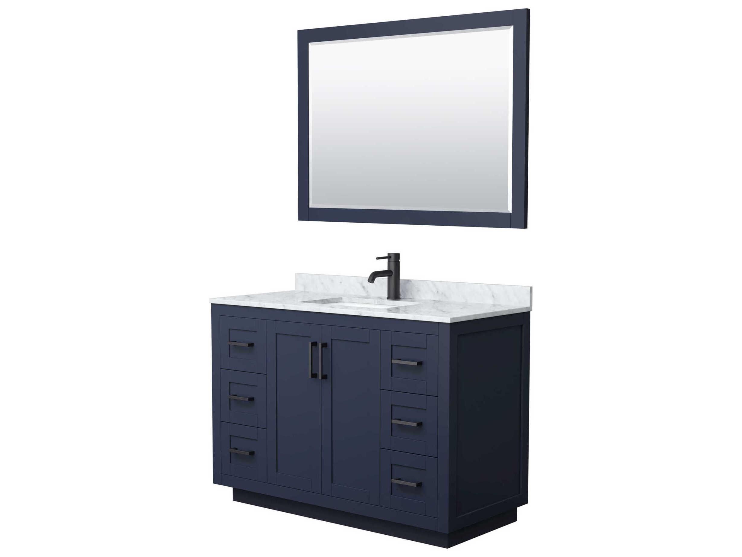 Wyndham Collection Miranda 48" Dark Blue Vanity with 46" Mirror