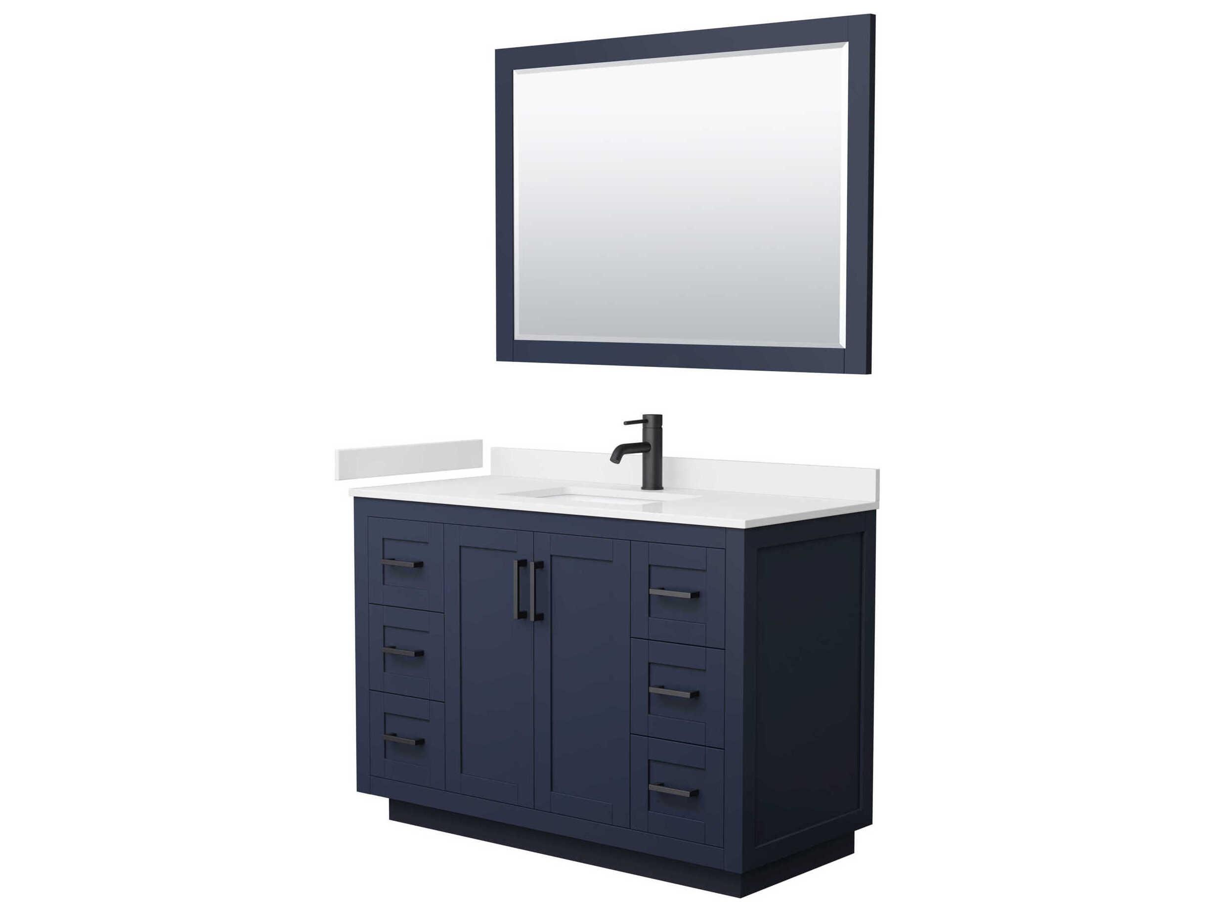 Wyndham Collection Miranda 48" Dark Blue Vanity with 46" Mirror