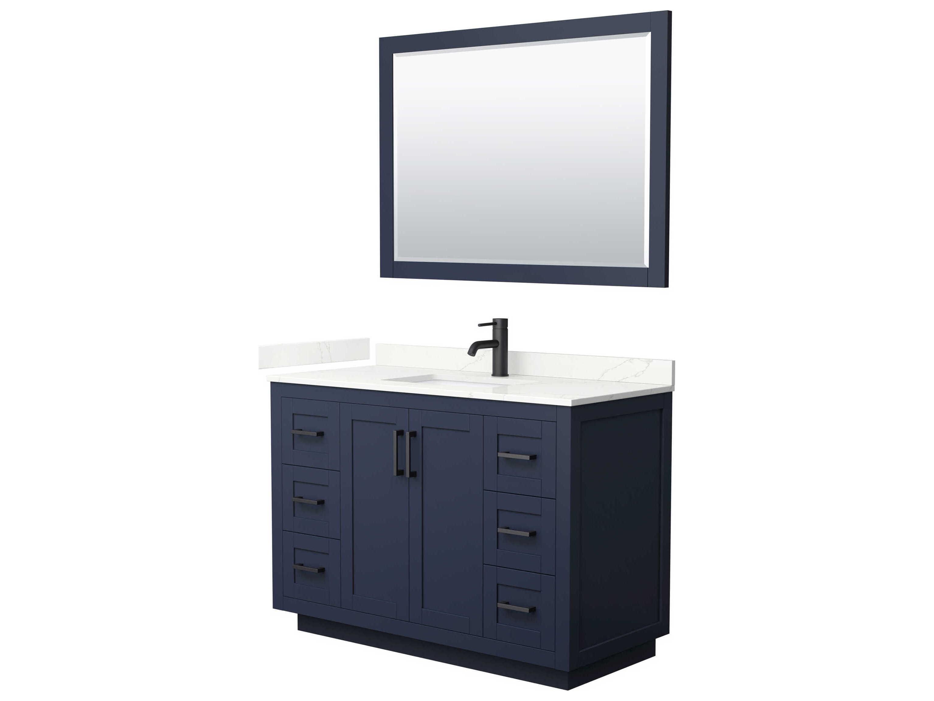Wyndham Collection Miranda 48" Dark Blue Vanity with 46" Mirror