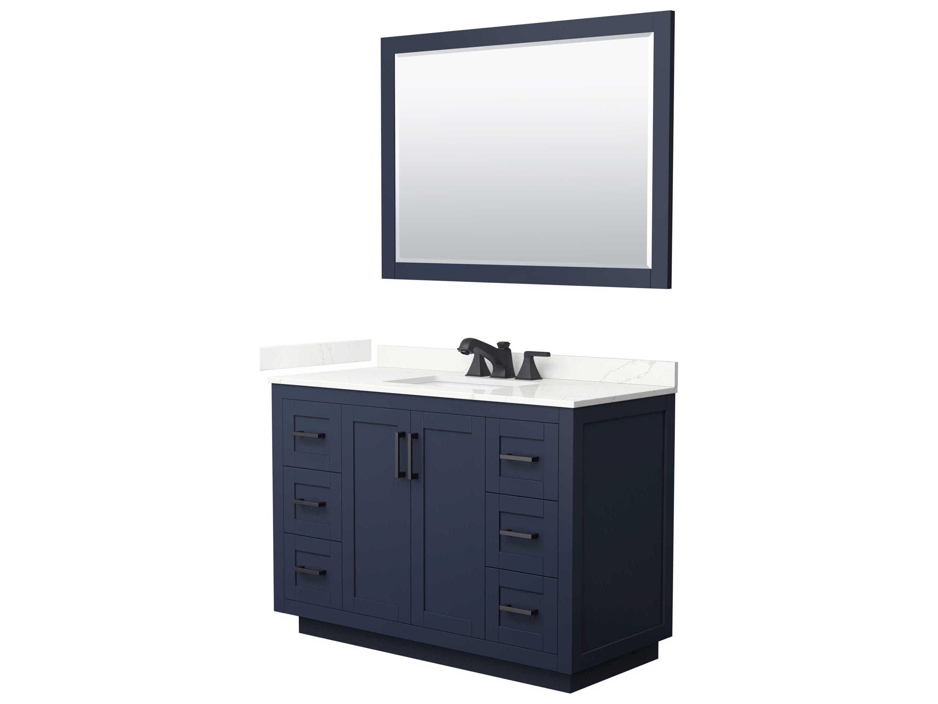 Wyndham Collection Miranda 48" Dark Blue Vanity with 46" Mirror