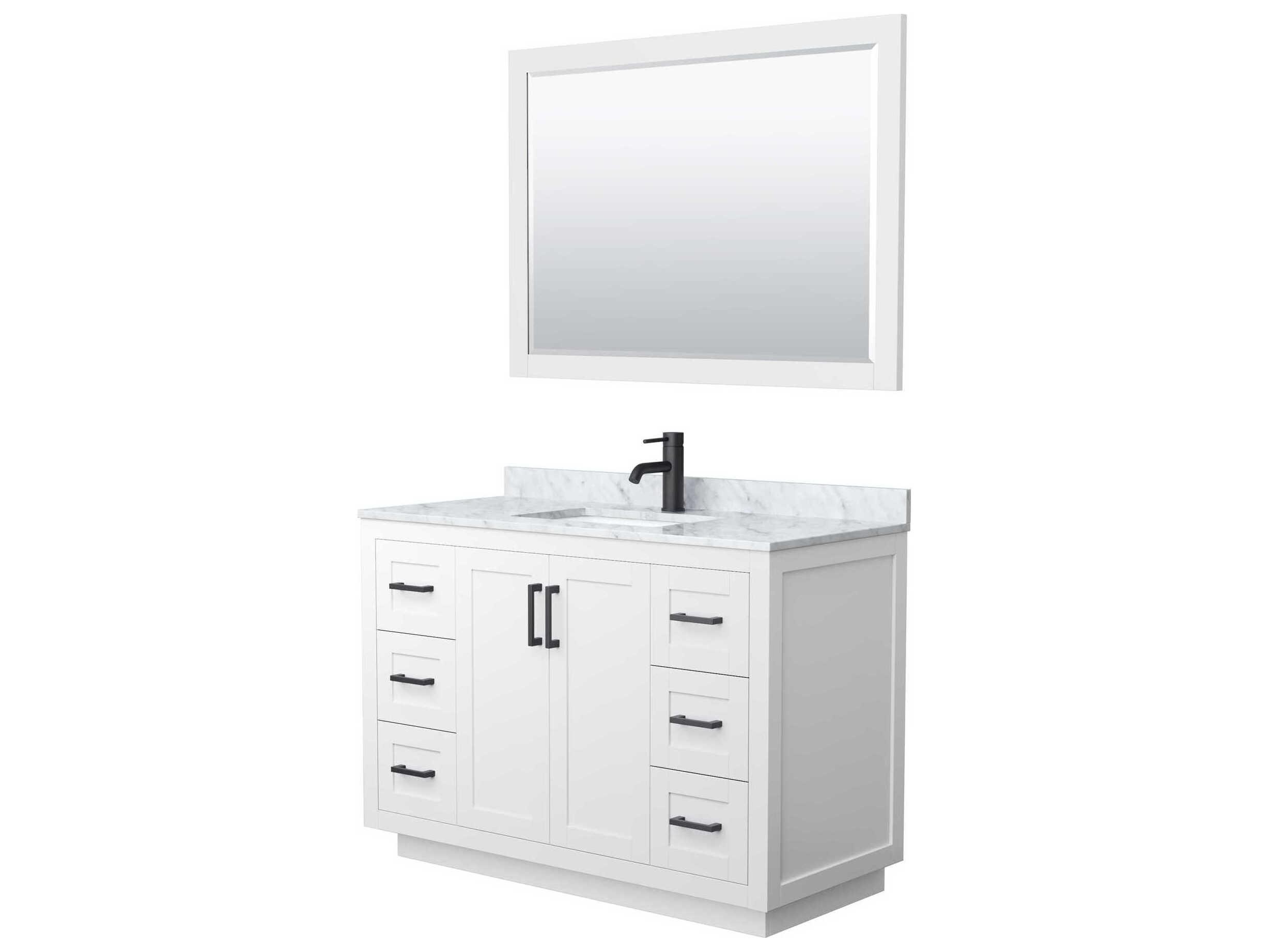 Wyndham Collection Miranda 48" White Vanity with 46" Mirror