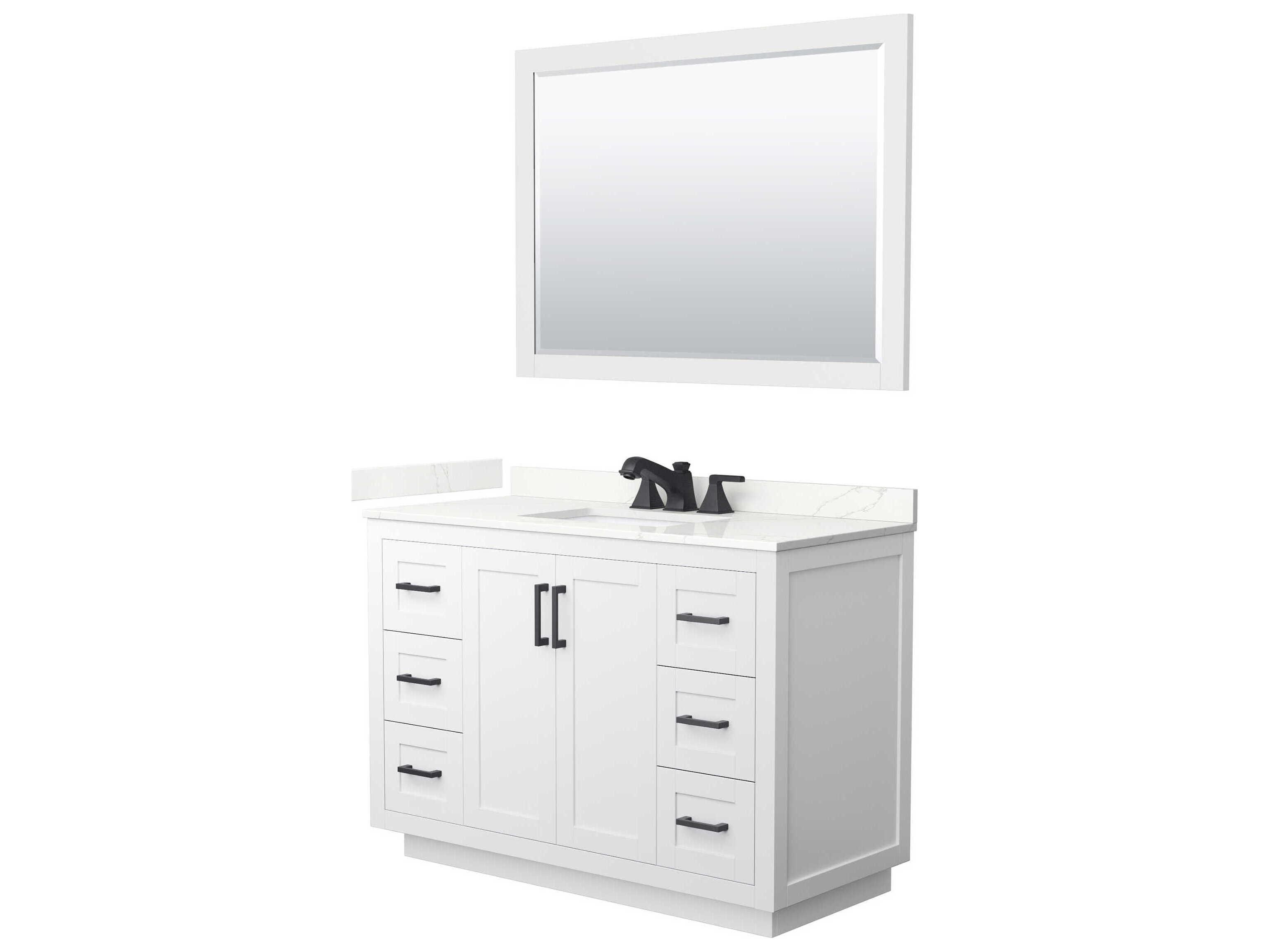 Wyndham Collection Miranda 48" White Vanity with 46" Mirror