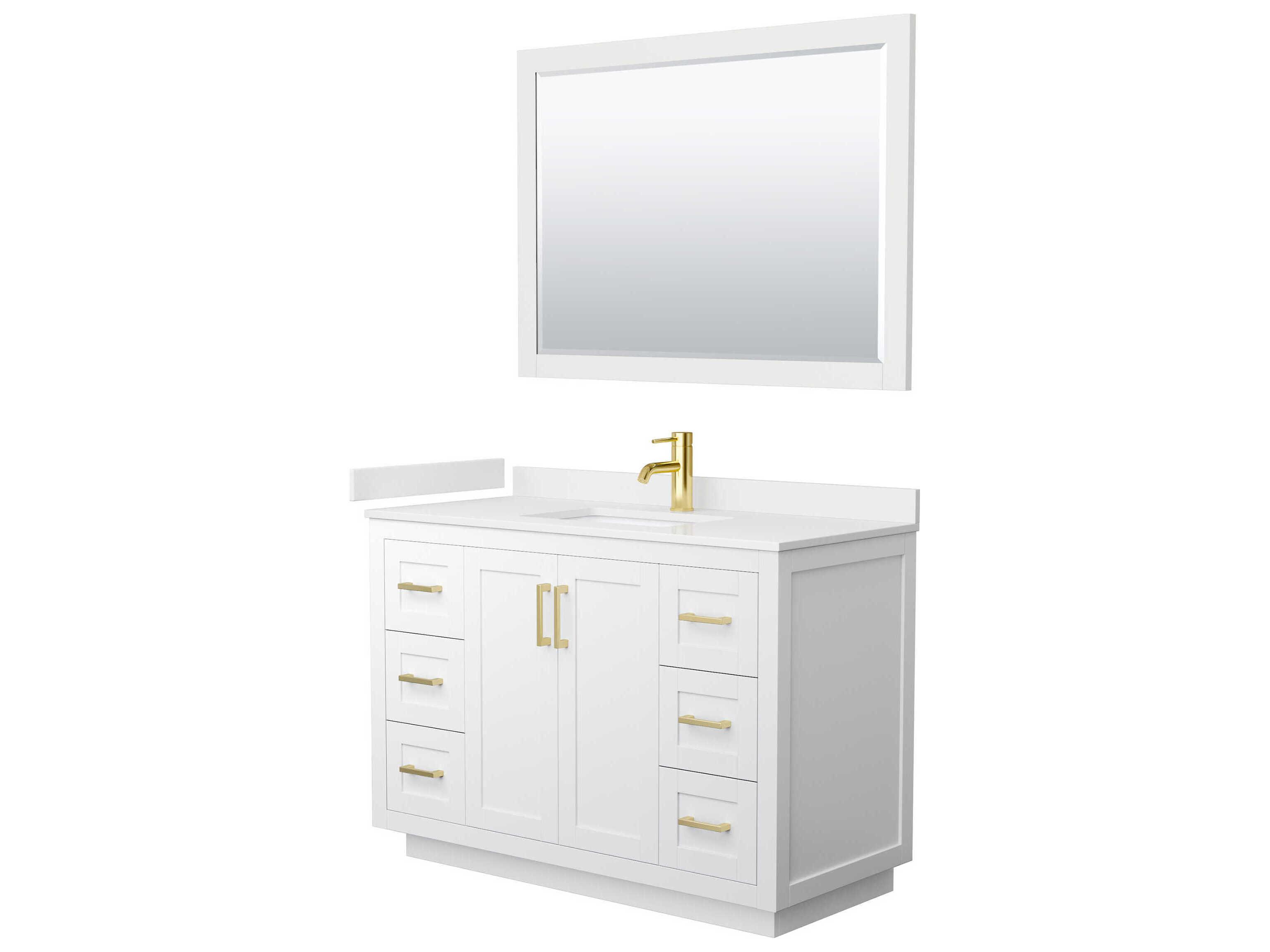 Wyndham Collection Miranda 48" White Vanity with 46" Mirror