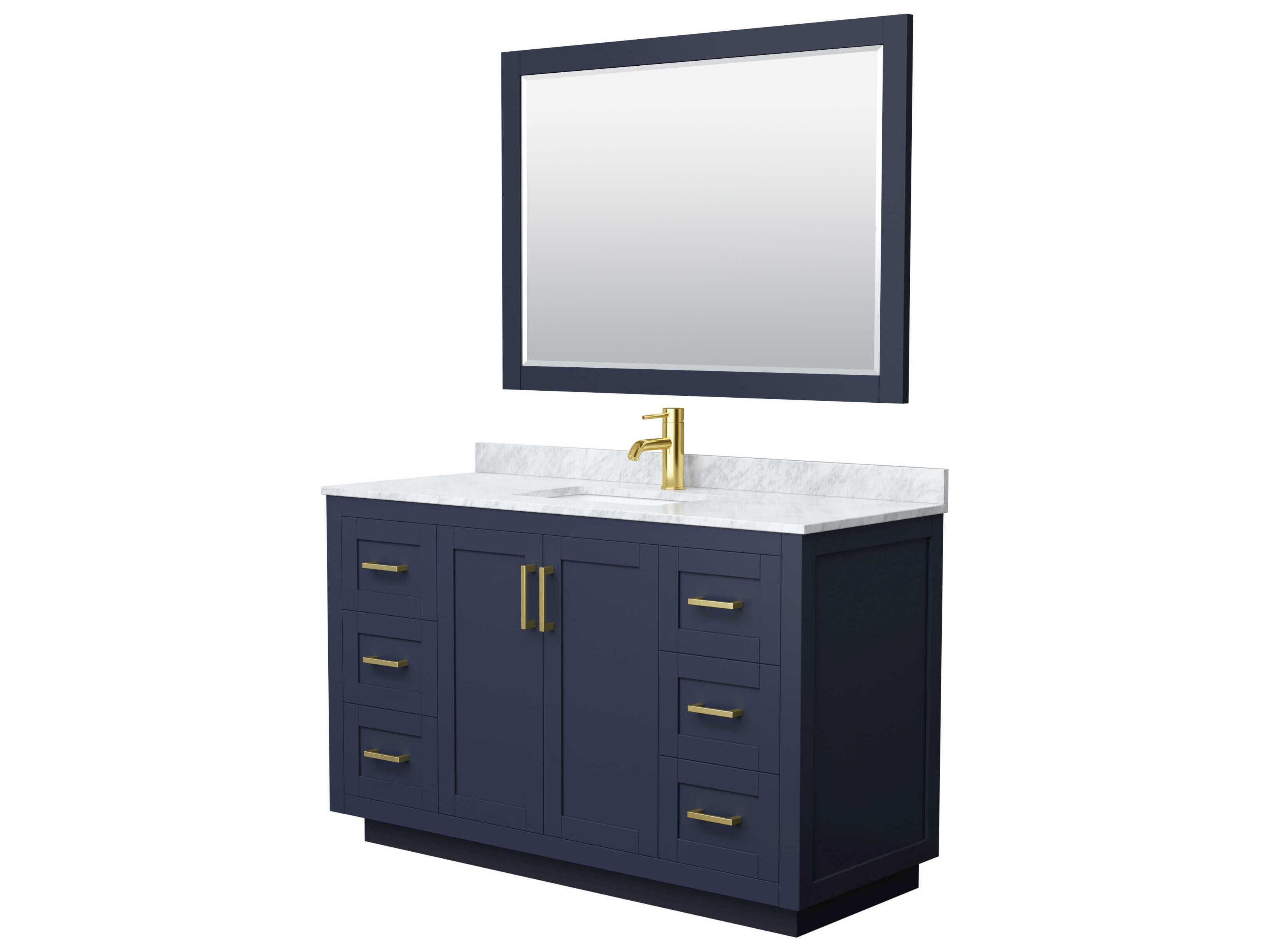 Wyndham Collection Miranda 54" Dark Blue Vanity with 46" Mirror