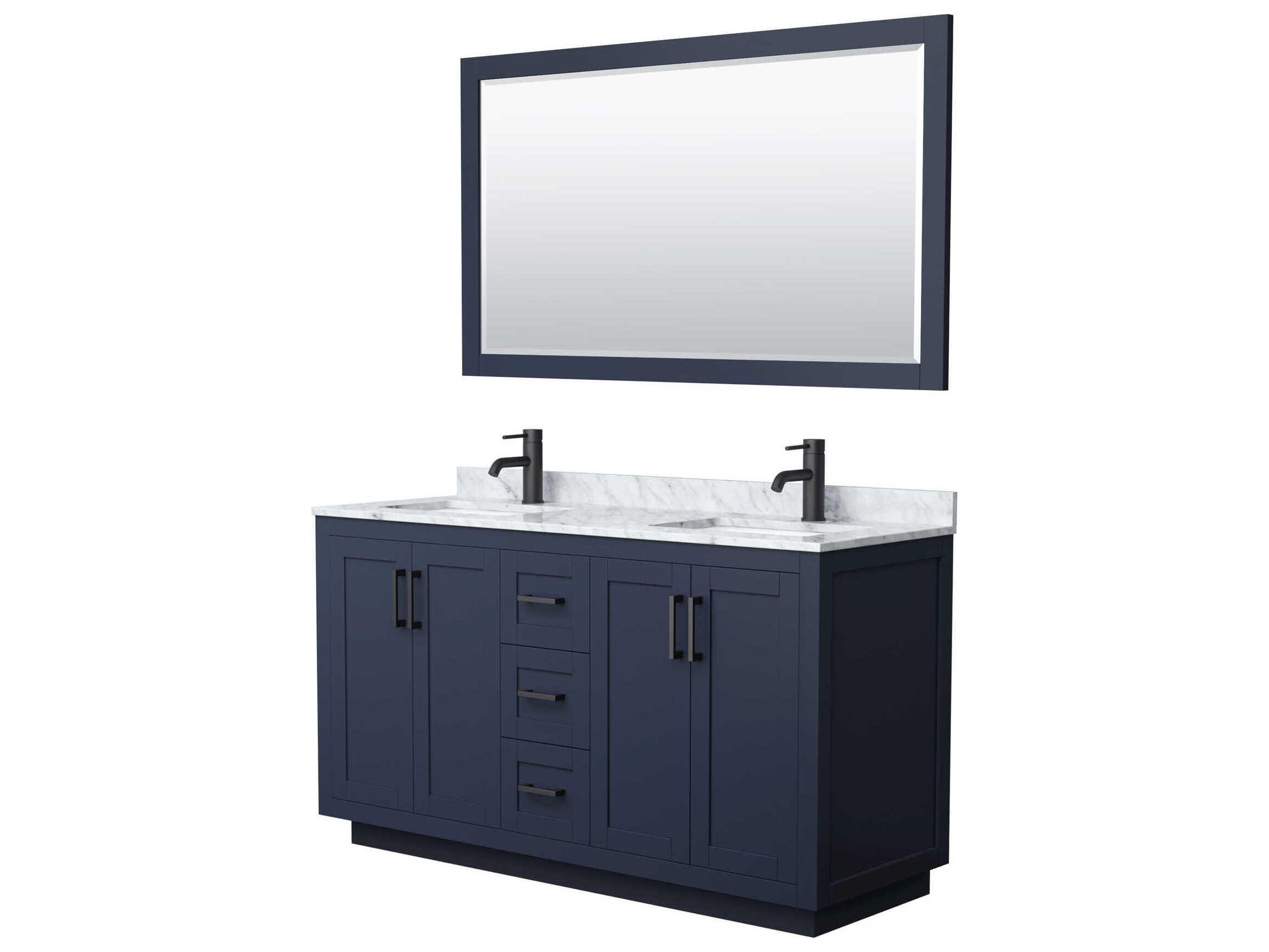 Wyndham Collection Miranda 60" Dark Blue Vanity with 58" Mirror